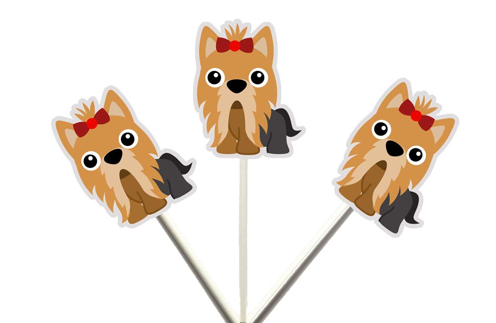 Yorkie Terrier Cupcake Toppers for Dog Birthday Parties - Adorable Puppy Decorations for Yorkie Themed Cakes, Cupcakes & Desserts - Perfect for Yorkie Lovers' Celebrations & Dog-Themed Events