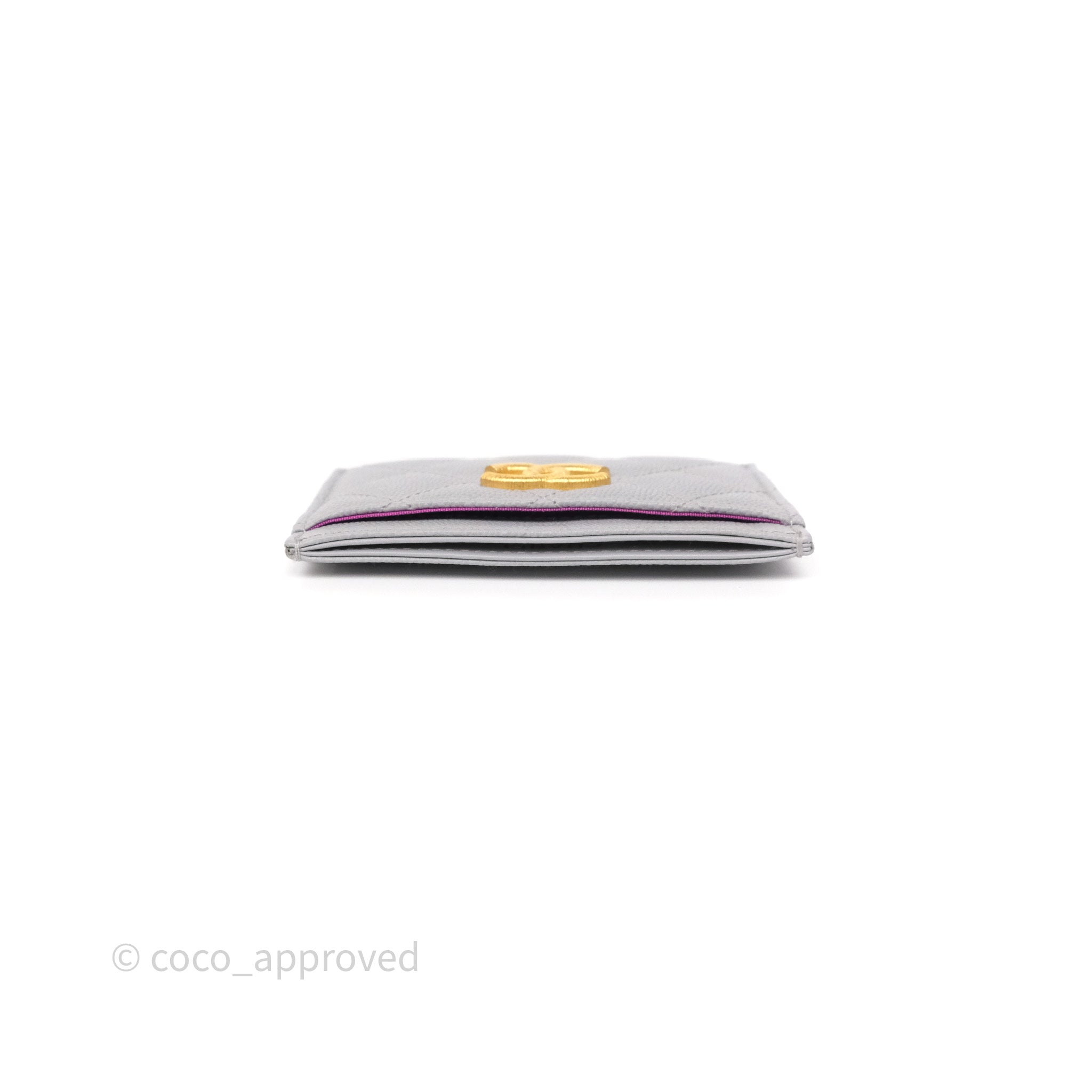 Chanel Classic Card Holder in Grey Caviar Leather with Gold Hardware - Perfect for Everyday Use & Luxury Gift Giving