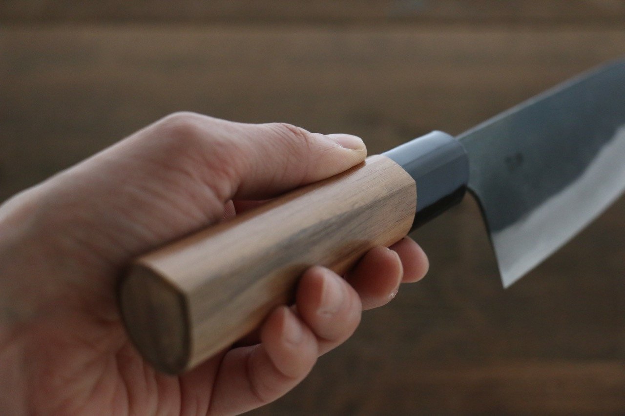 Premium Nao Yamamoto Blue Steel No.2 Kurouchi Santoku Knife 150mm - Japanese Chef Knife for Precise Slicing, Dicing & Chopping - Perfect for Home Cooks & Professional Kitchens