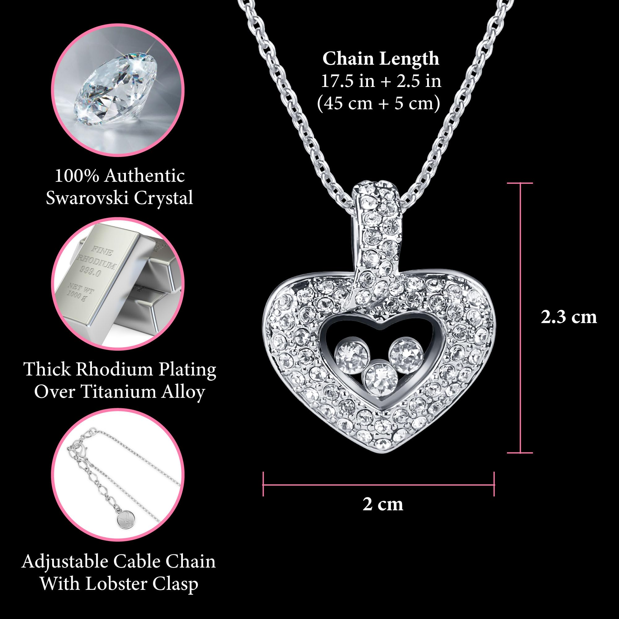 TRYNDI Romantic Heart Necklace for Women - Elegant Jewelry Gift for Wife, Girlfriend, Mom on Christmas, Anniversary, Birthday | Perfect for Date Nights, Valentine's Day & Special Occasions