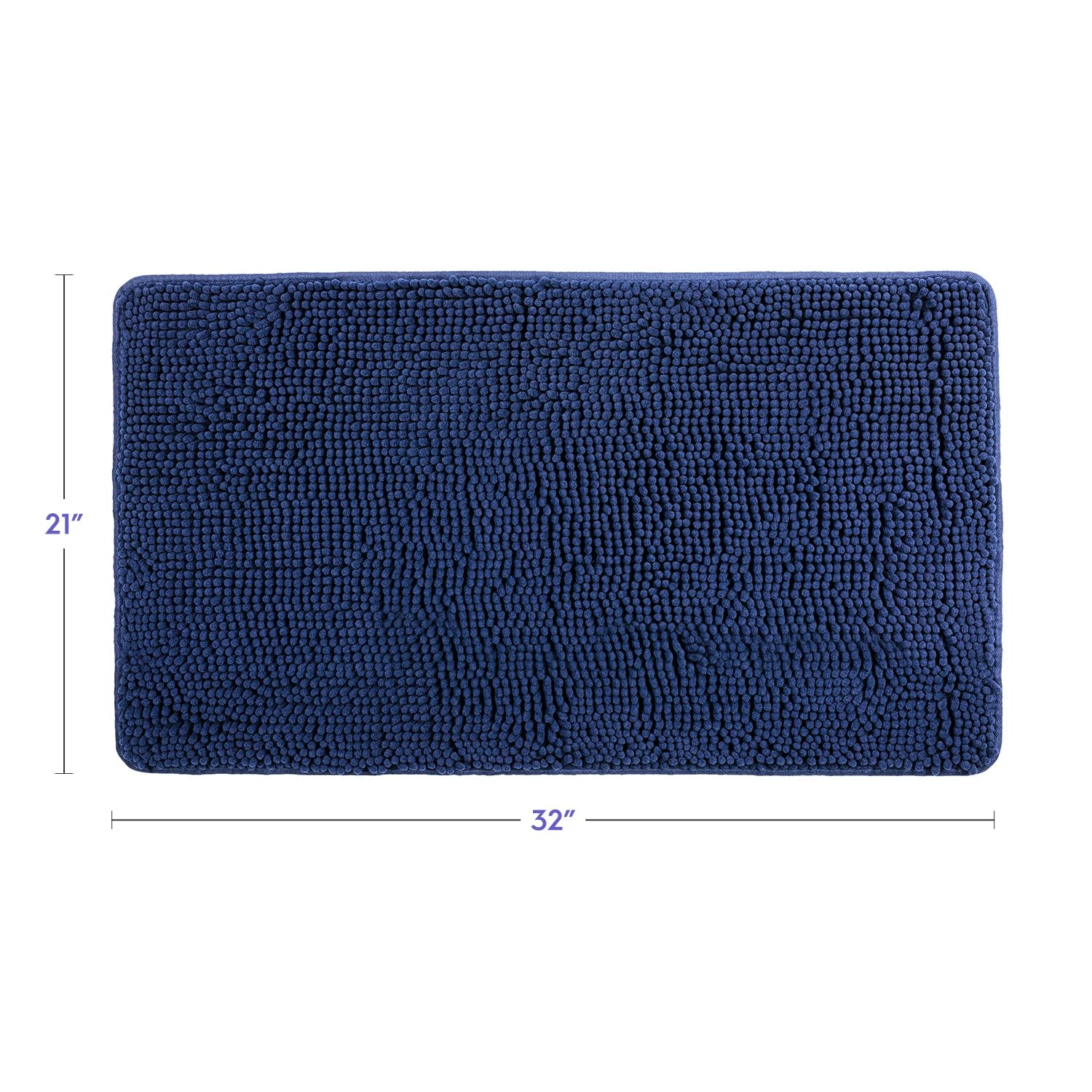 Tafts Extra-Thick Memory Foam Bath Mat - Ultra-Soft Chenille Microfiber, Highly Absorbent & Machine Washable Non-Slip Bathroom Rug (21