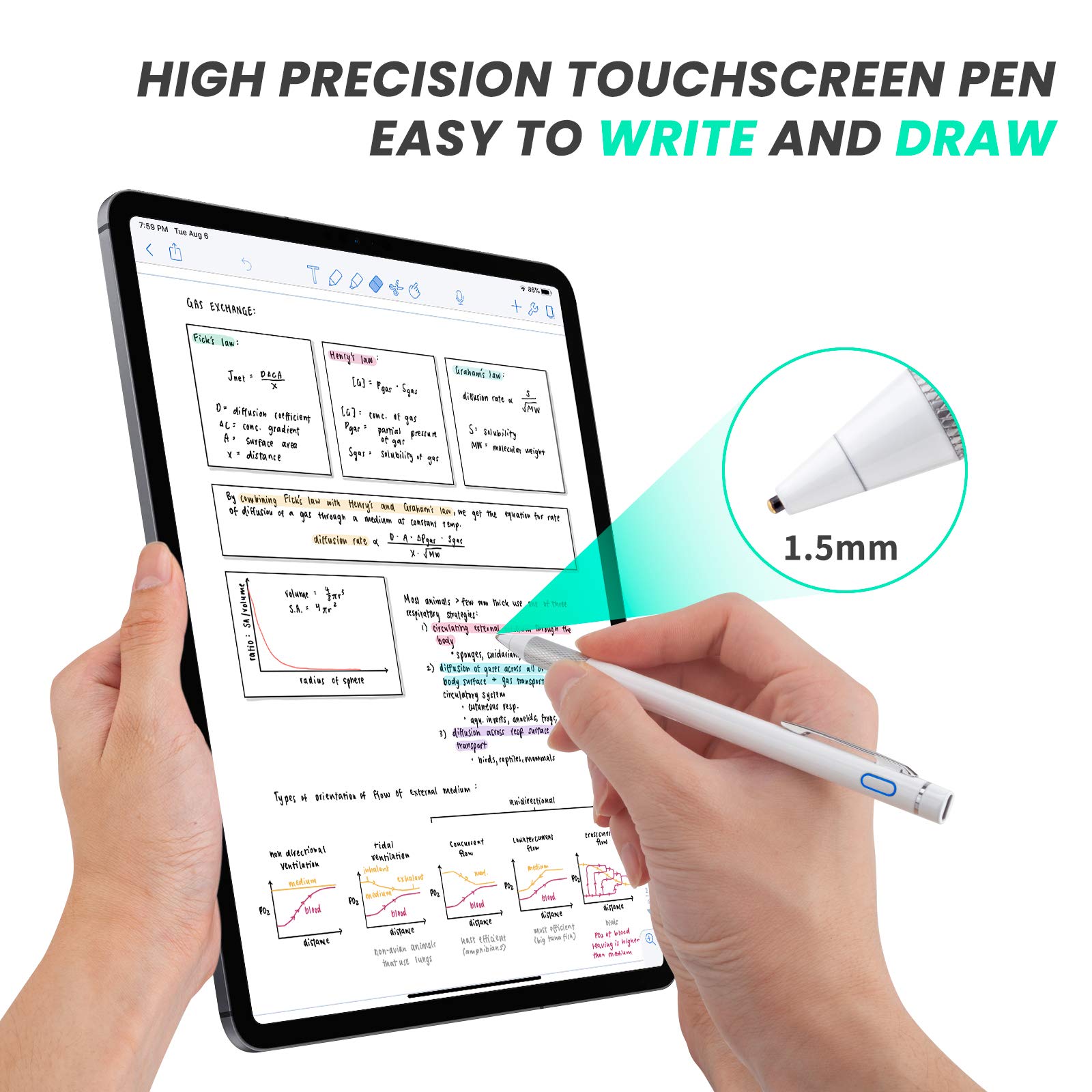 Rsepvwy Active Stylus Pen for Acer Chromebook Spin 11 - 1.5mm Ultra Fine Tip Digital Pencil with Palm Rejection (White) | Perfect for Note-Taking, Drawing & Touchscreen Navigation on Your Chromebook