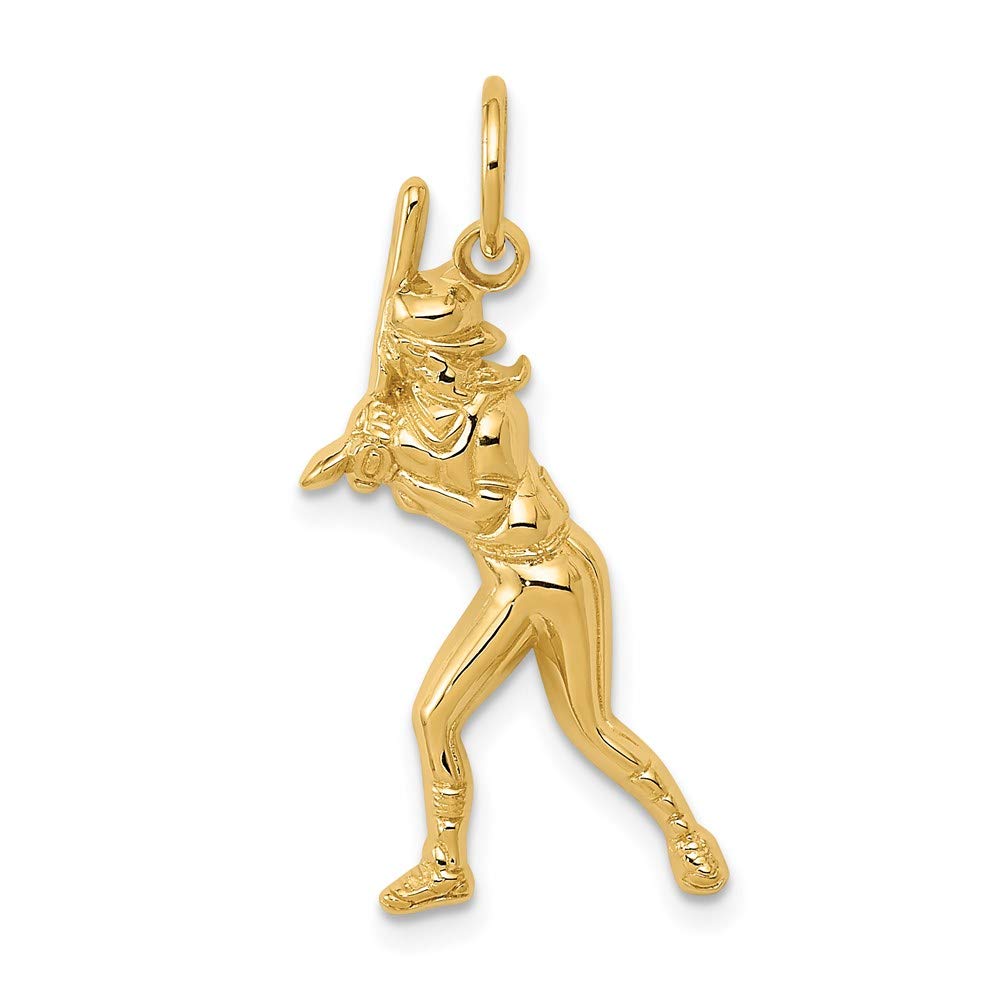14K Yellow Gold Baseball Batter Charm Pendant for Women - Dainty Jewelry Gift for Baseball Lovers, Players & Fans - Perfect for Game Days, Birthdays & Special Occasions