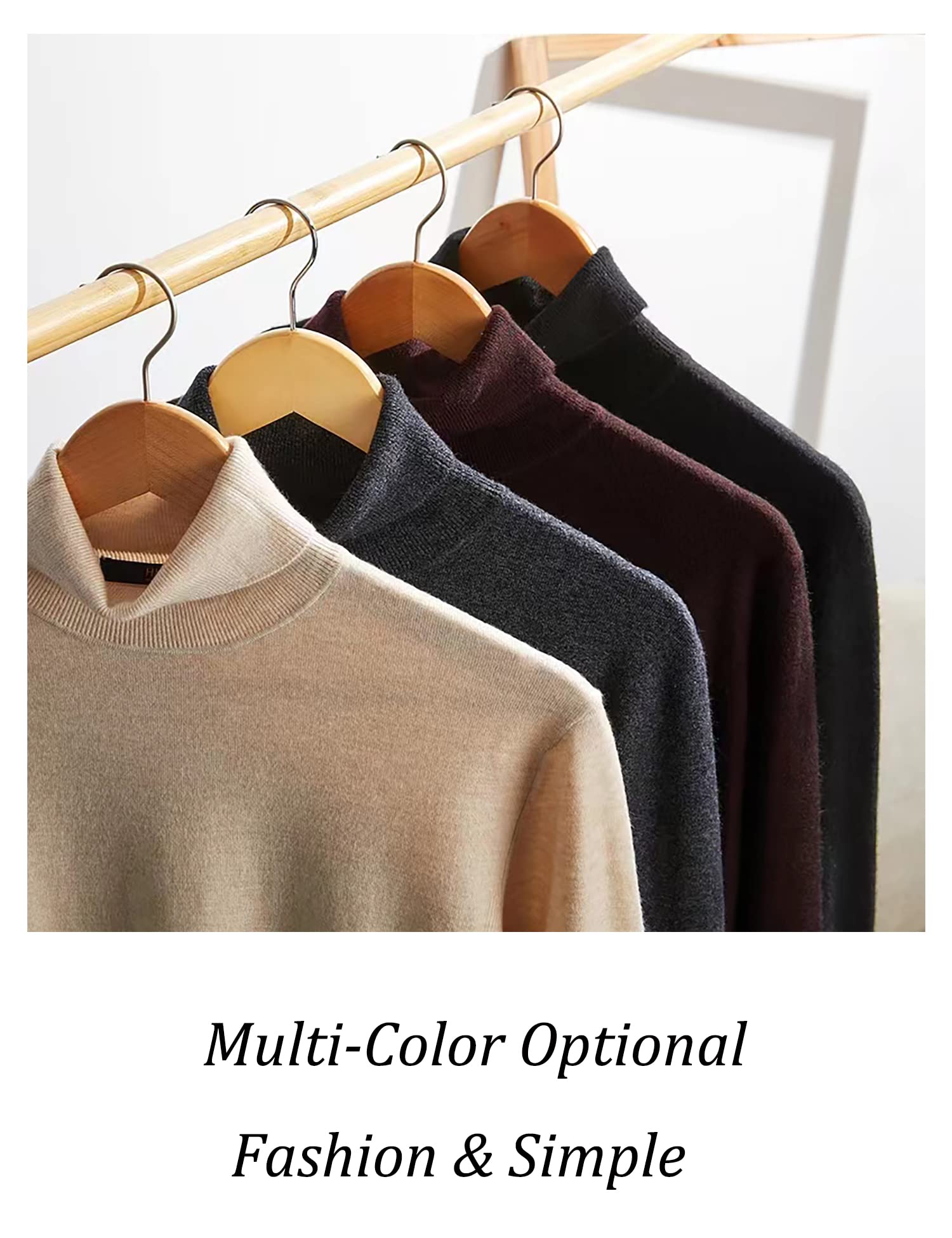 KINGBEGA Men's Slim Fit Turtleneck Sweater - Thermal Knit Long Sleeve Pullover for Casual Wear | Winter Layering & Office Outfits