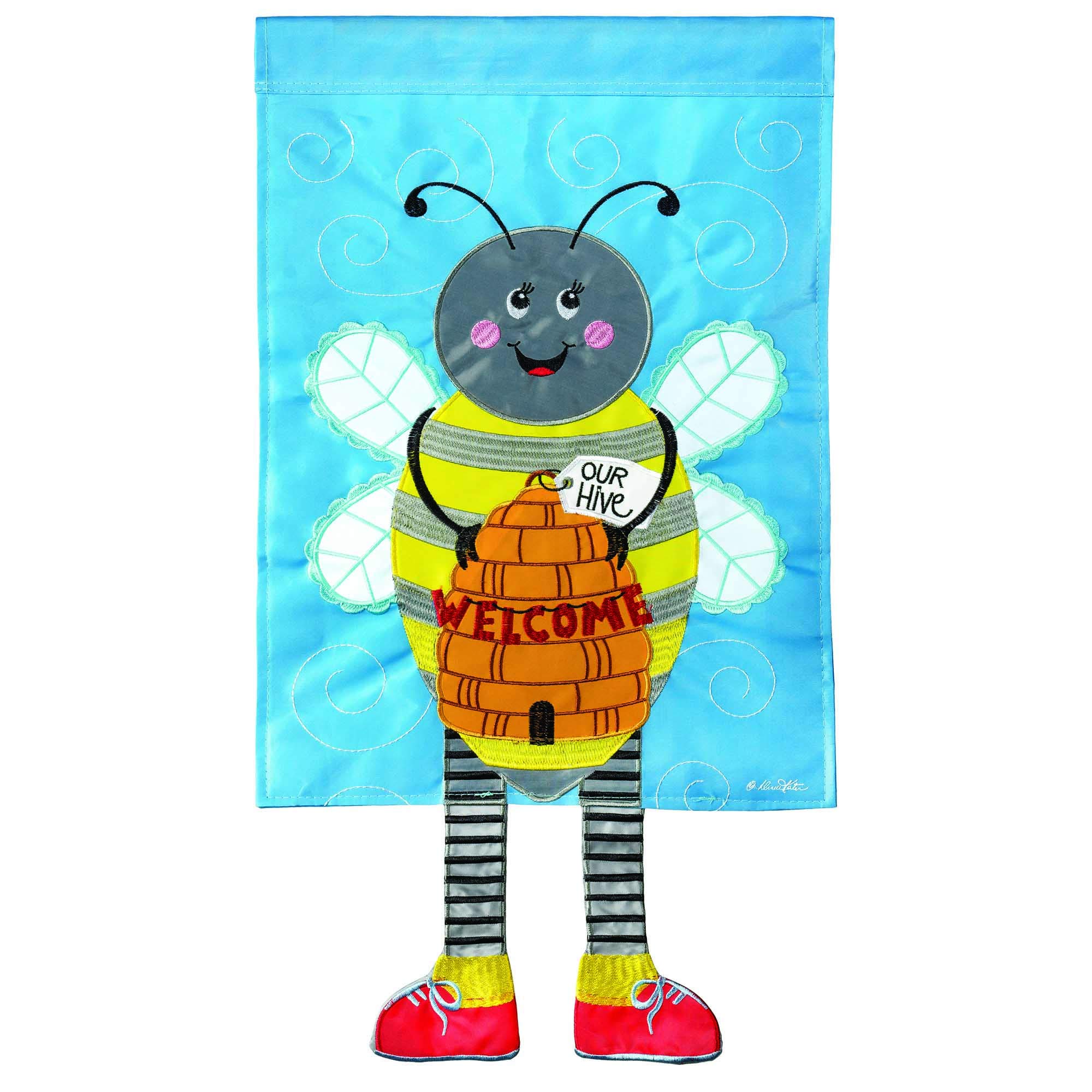 Yellow Honey Bee Welcome Garden Flag - 19x13 Inch Outdoor Polyester Hanging Decor for Spring & Summer | Bee Lover Gift, Front Yard Decoration, Backyard Party Decor