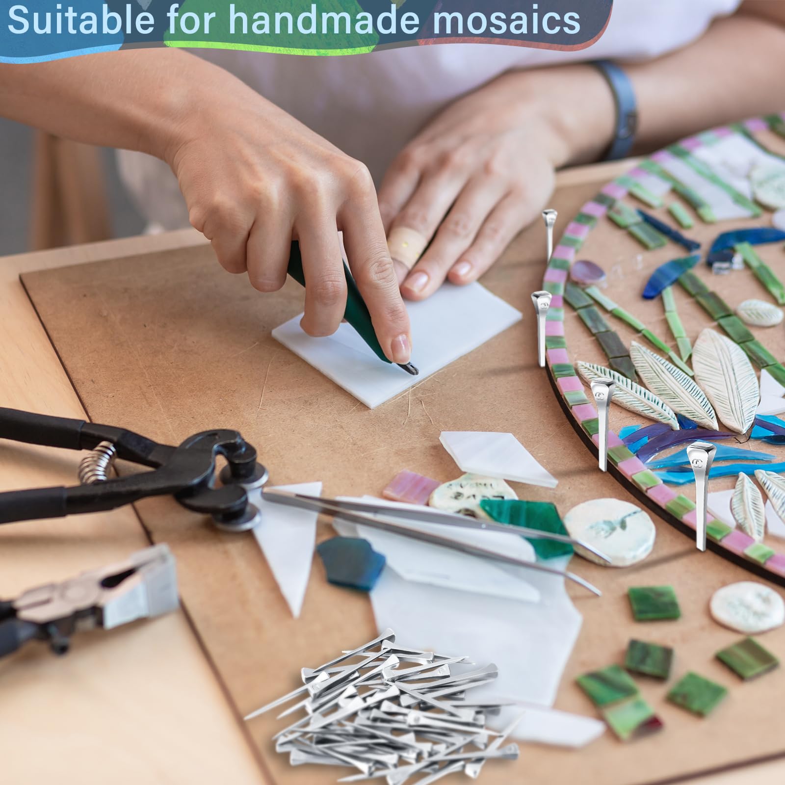 50 Pcs 2 Inch Horseshoe Nails for Stained Glass Projects - Copper Foil Stop Blocks for Secure Glass Crafting | Perfect for DIY Mosaic, Tiffany Lamps & Window Art Projects
