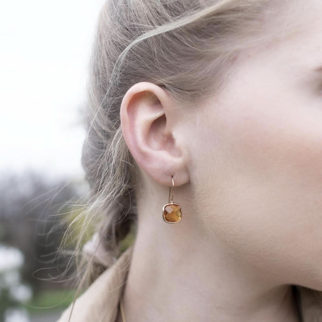 Natural Citrine Gold Earrings for Women – Elegant Dangle Drop Earrings for Party, Wedding & Everyday Wear