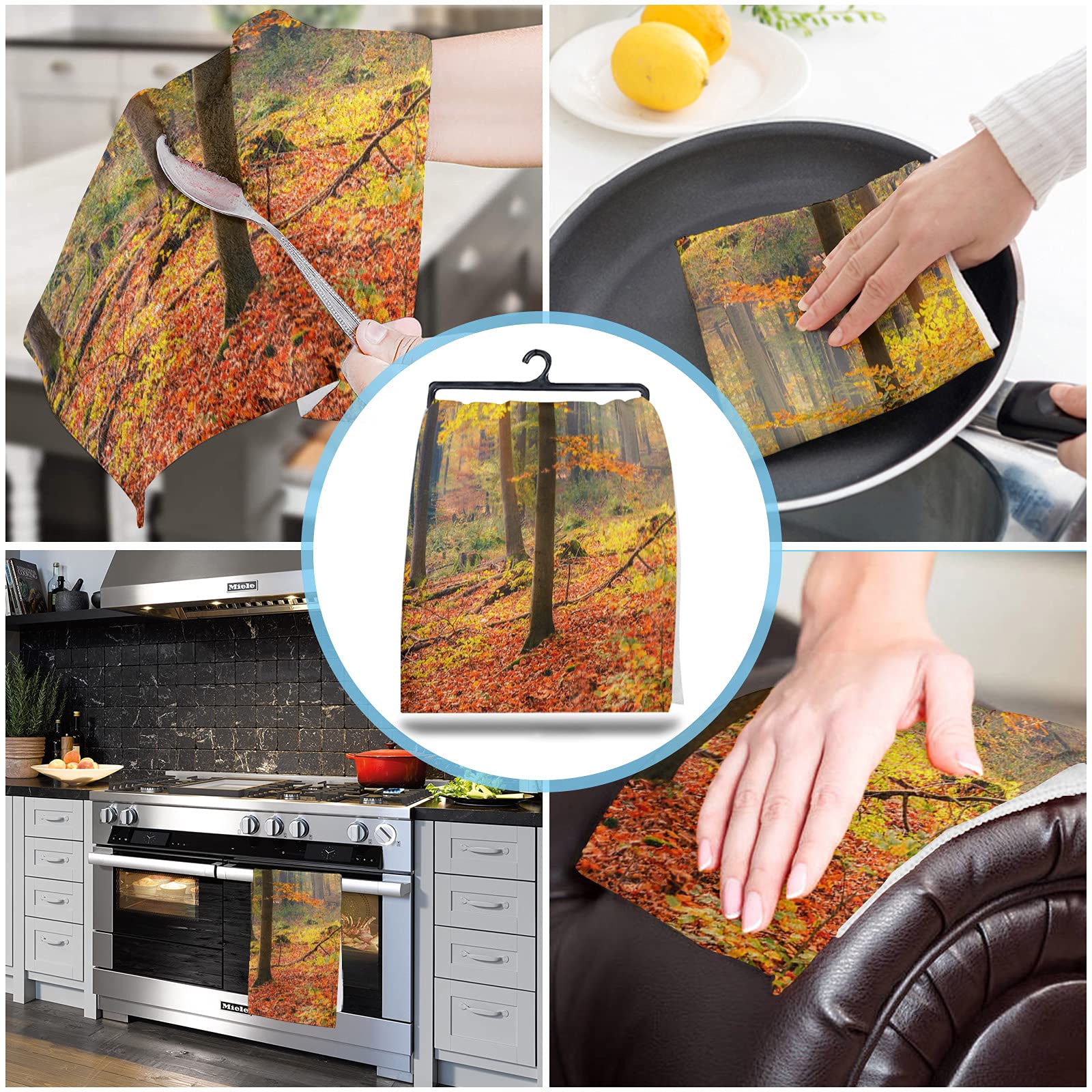Premium 4-Pack Autumn Leaves Kitchen Towels Set - 18