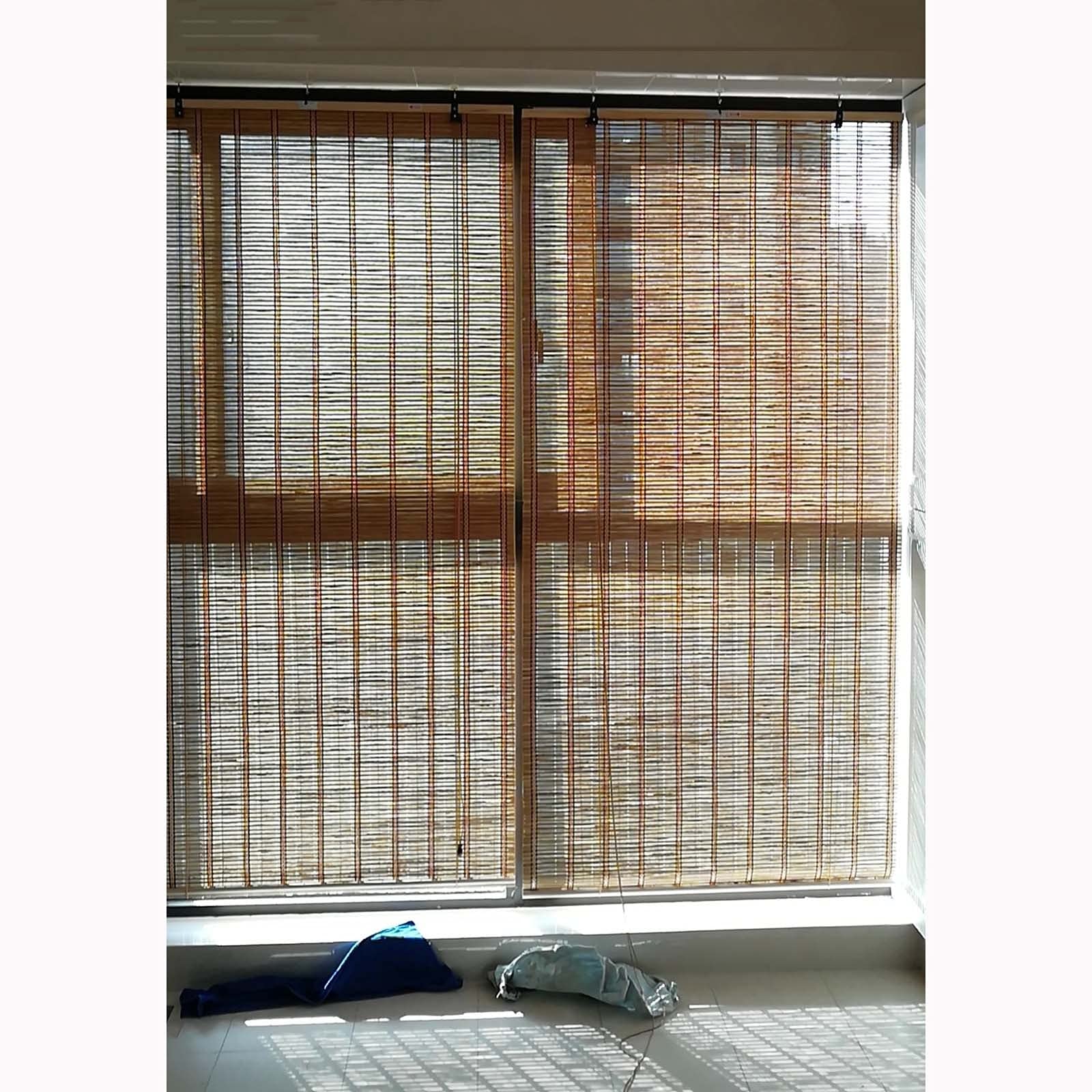 Natural Bamboo Roller Blinds - Waterproof & Breathable Outdoor Bamboo Curtains for Windows & Doors | Customizable Roman Shades (48x72 in) | Perfect for Patio, Balcony & Sunroom Sun Protection