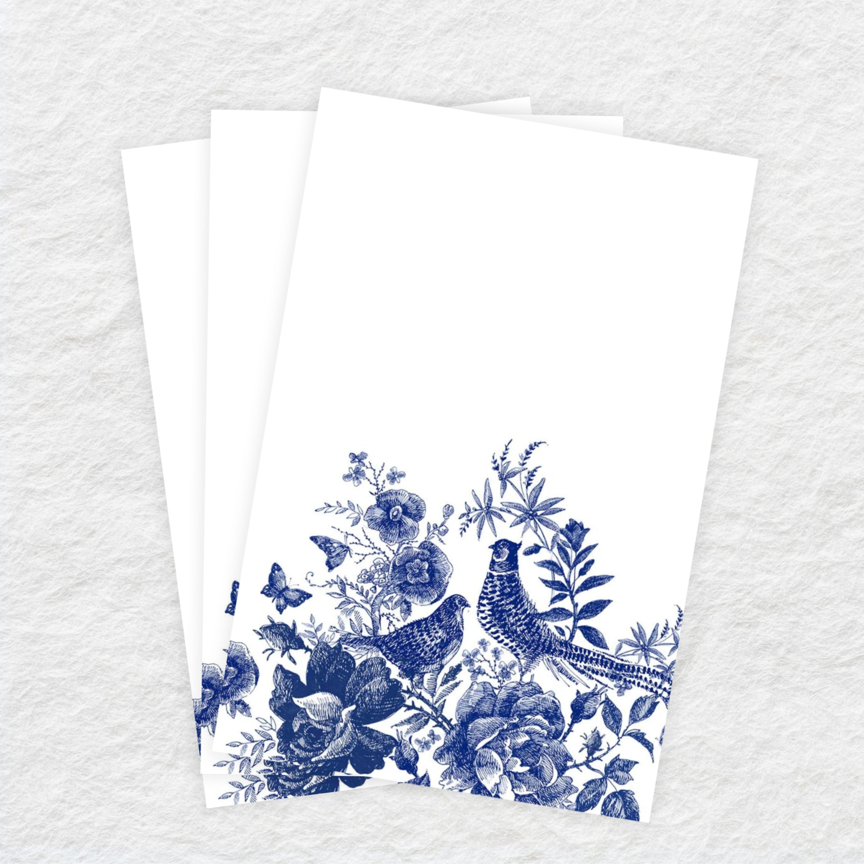 Disposable Linen-Like Paper Guest Towels - 16 Pack Porcelain Pheasantry Design - Perfect for Parties, Weddings & Upscale Events