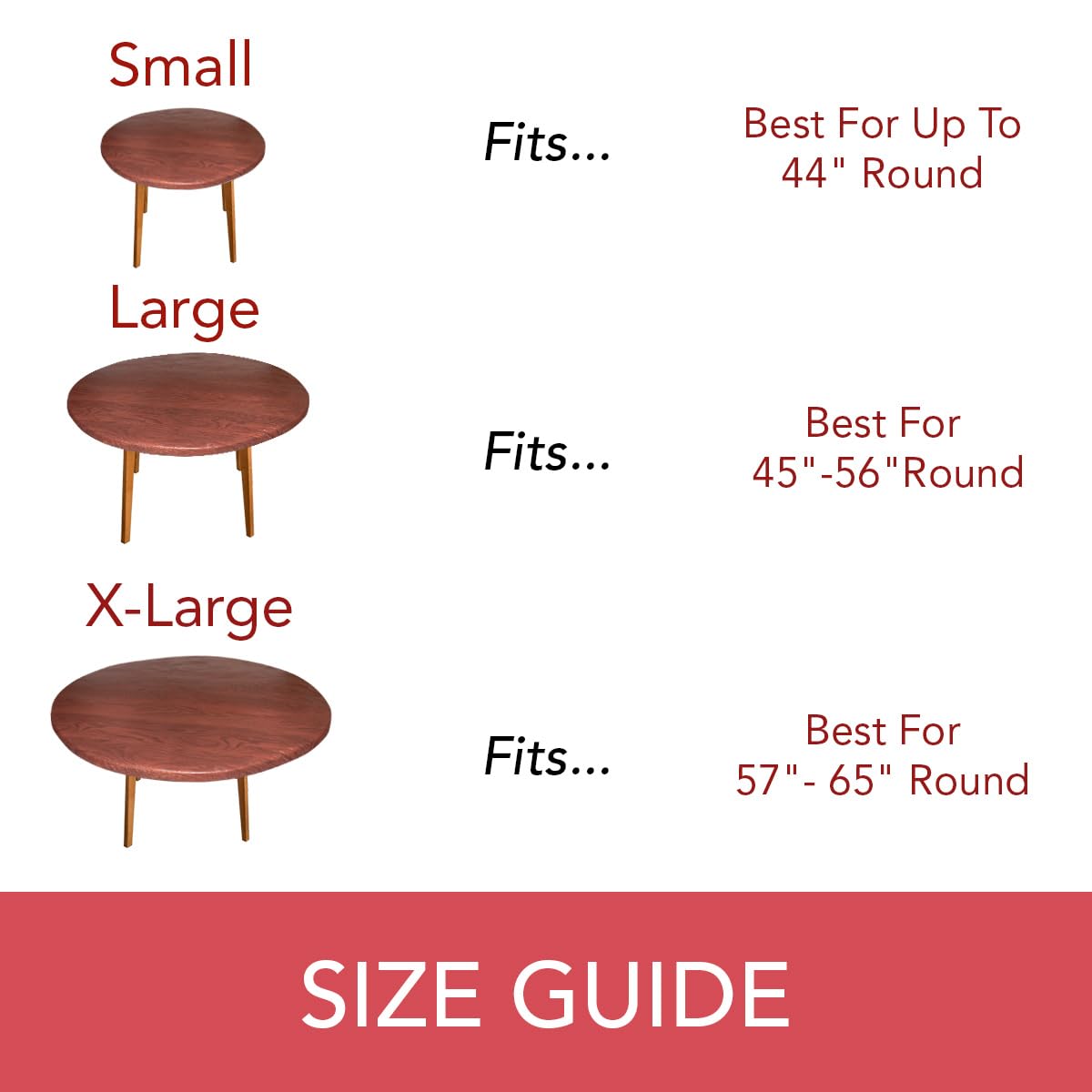 Premium Elastic Flannel-Backed Vinyl Table Cover - Woodgrain Mahogany Pattern - Fits Round/Oblong/Oval Tables 45