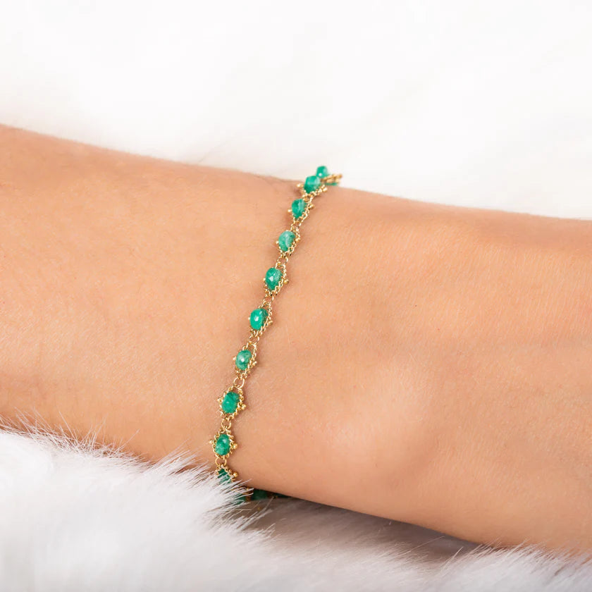 Emerald Green Woven Textile Bracelet for Women - Handmade Bohemian Style Adjustable Wrap Bracelet - Perfect for Festivals, Boho Outfits & Everyday Wear