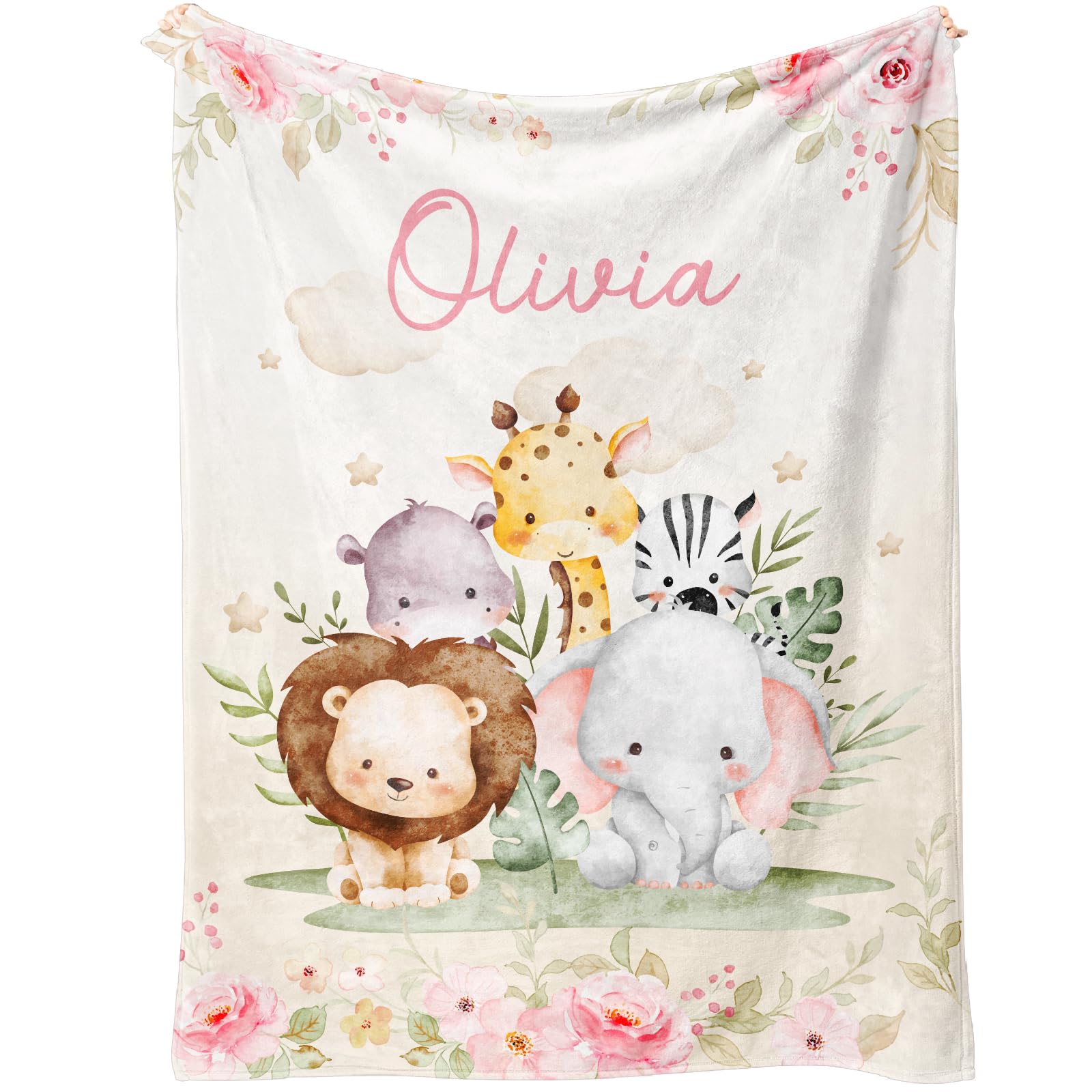 Personalized Name Blanket for Kids & Adults - Custom Throw Blanket with Name, Baby Name Blanket Gift for Birthday & Christmas - Animal Print Design for Cozy Home, Nursery Decor & Thoughtful Present