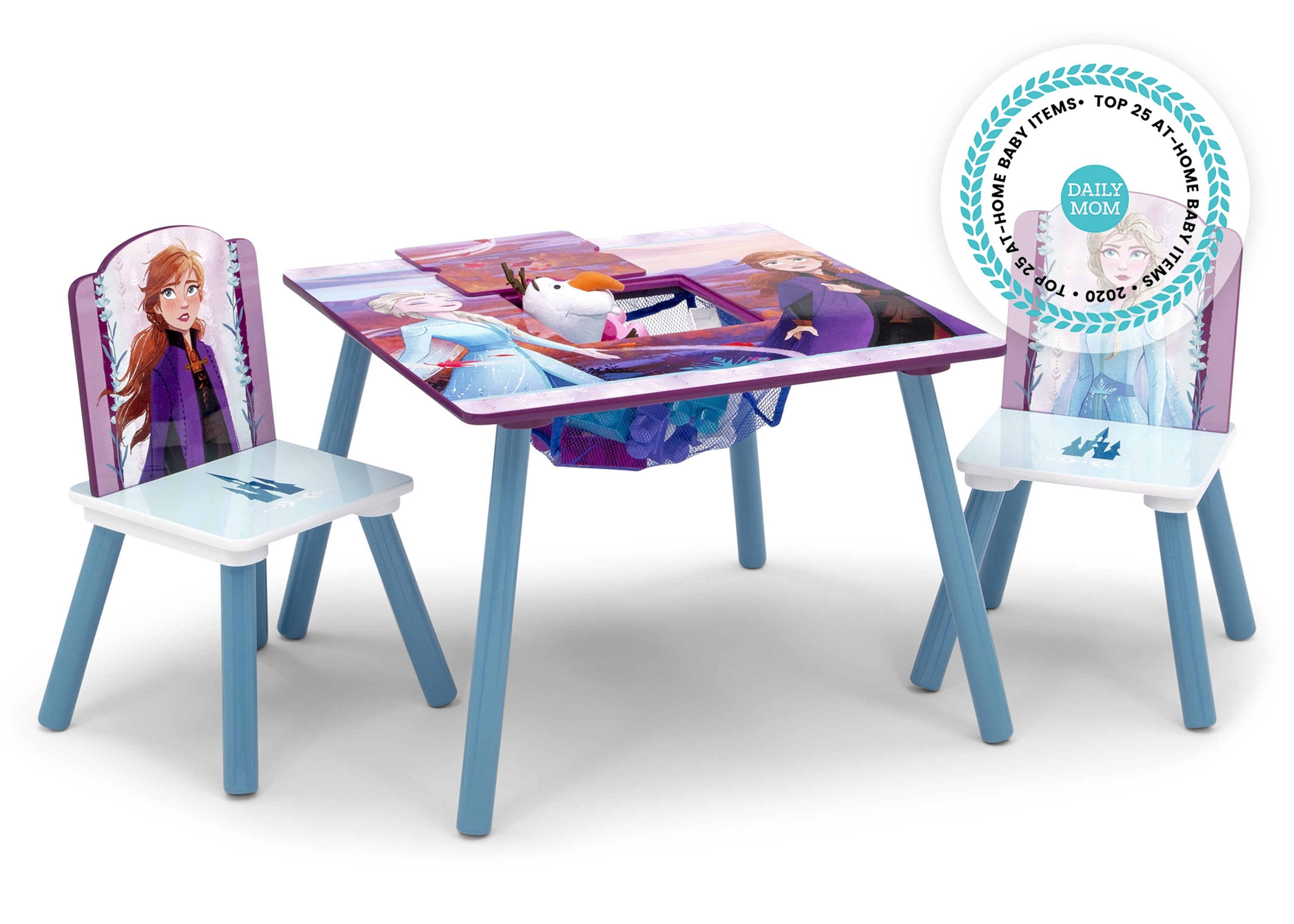 Frozen 2 Kids Table and Chair Set with Storage - Disney Princess Themed Playroom Furniture for Toddlers - Perfect for Playtime, Snacks, and Learning Activities