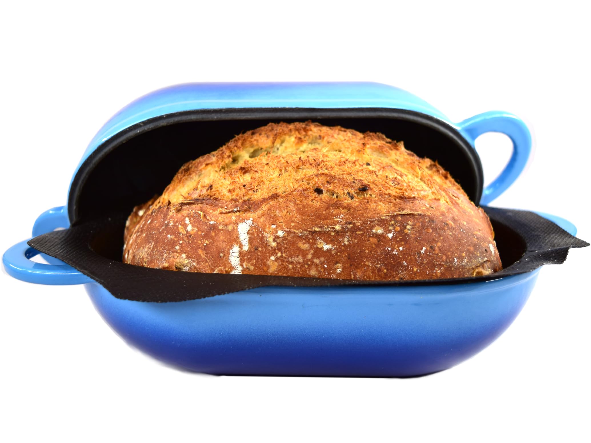 Easy Artisan Bread Kit with Cast Iron Dutch Oven (2 qt) & Non-Stick Silicone Liner - Perfect for Homemade Sourdough, No-Knead Bread Baking at Home