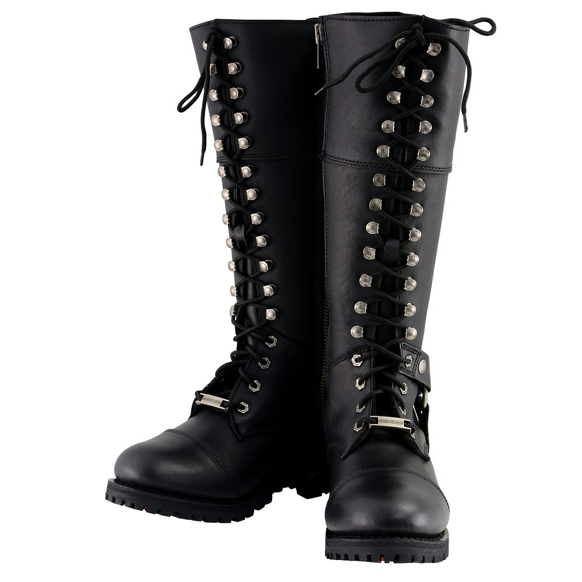 Milwaukee Leather MBL9390 Women's Black 16-Inch Lace-Up Motorcycle Boots - Premium Leather Riding Boots for Women - Perfect for Motorcycle Rides, Biker Events & Outdoor Adventures