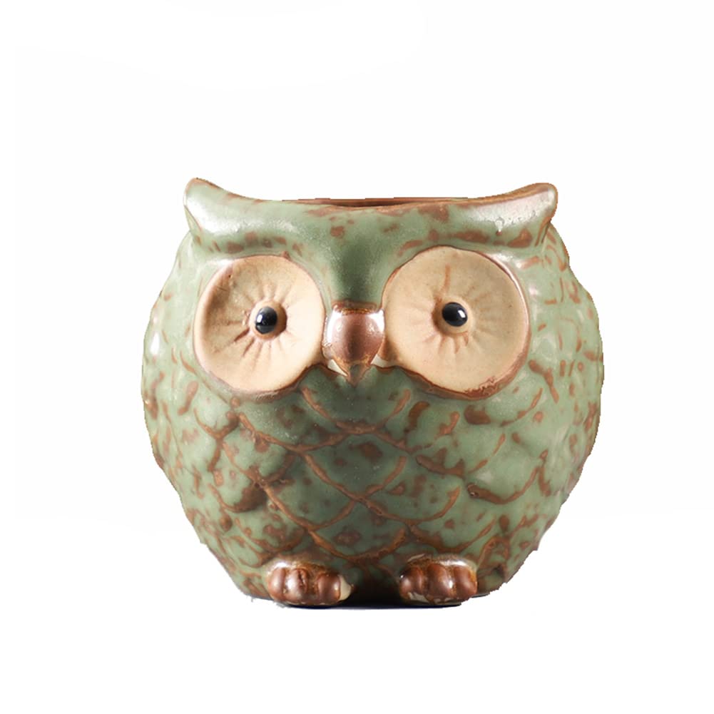 Vintage Farm Animal Succulent Pots - Ceramic Planter for Cactus & Small Plants - Owl Design Flower Pot - Perfect for Home Decor, Office Desk & Garden Decorations
