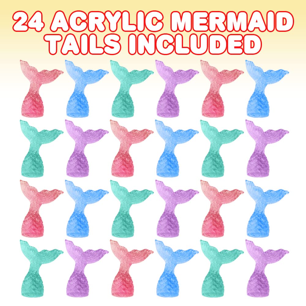 ArtCreativity 24-Piece Acrylic Mermaid Tail Cake & Cupcake Toppers Set - Mini Mermaid Figurines for Sea, Nautical & Mermaid Themed Parties - Perfect for Baby Showers, Birthday Celebrations & Goodie Bag Fillers - Ideal for Beach Parties, Underwater Decor & Dessert Displays