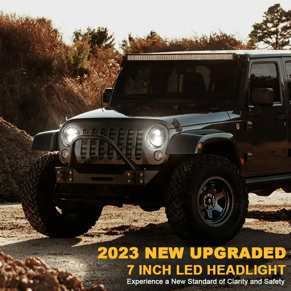 LOYO 7 Inch LED Headlight Kit - Compatible with Jeep Wrangler JK JKU TJ LJ, Chevy, Ford, GMC, Dodge, Mazda, Nissan, Mack, VW - High Brightness Off-Road Lighting for Adventure & Night Driving