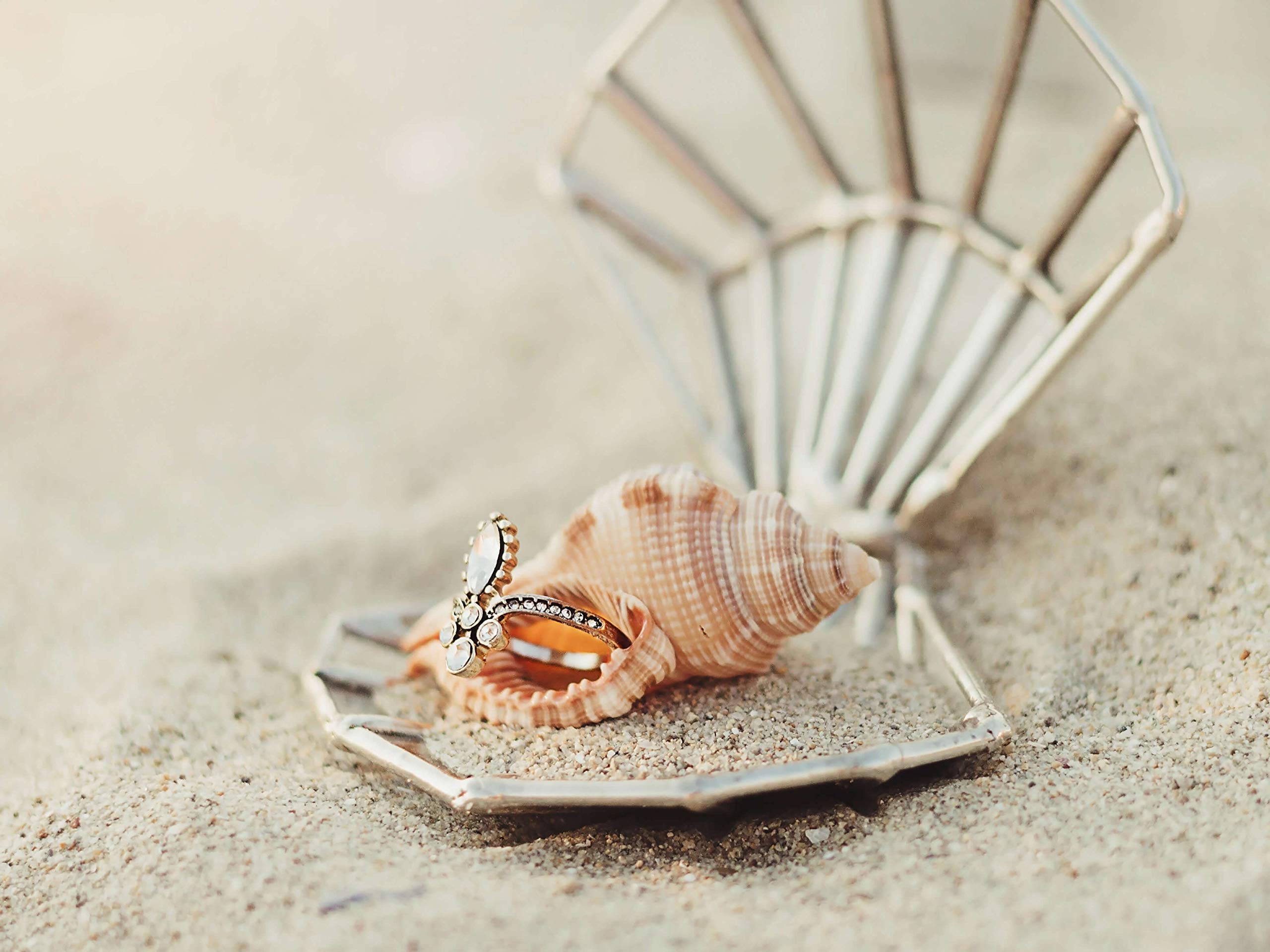 Elegant Seashell Ring Box - Unique Wedding Proposal & Ring Bearer Box for Beach Weddings - Glass Ring Holder in Copper, Silver & Black - Perfect Beach Wedding Decor & Engagement Gift Idea