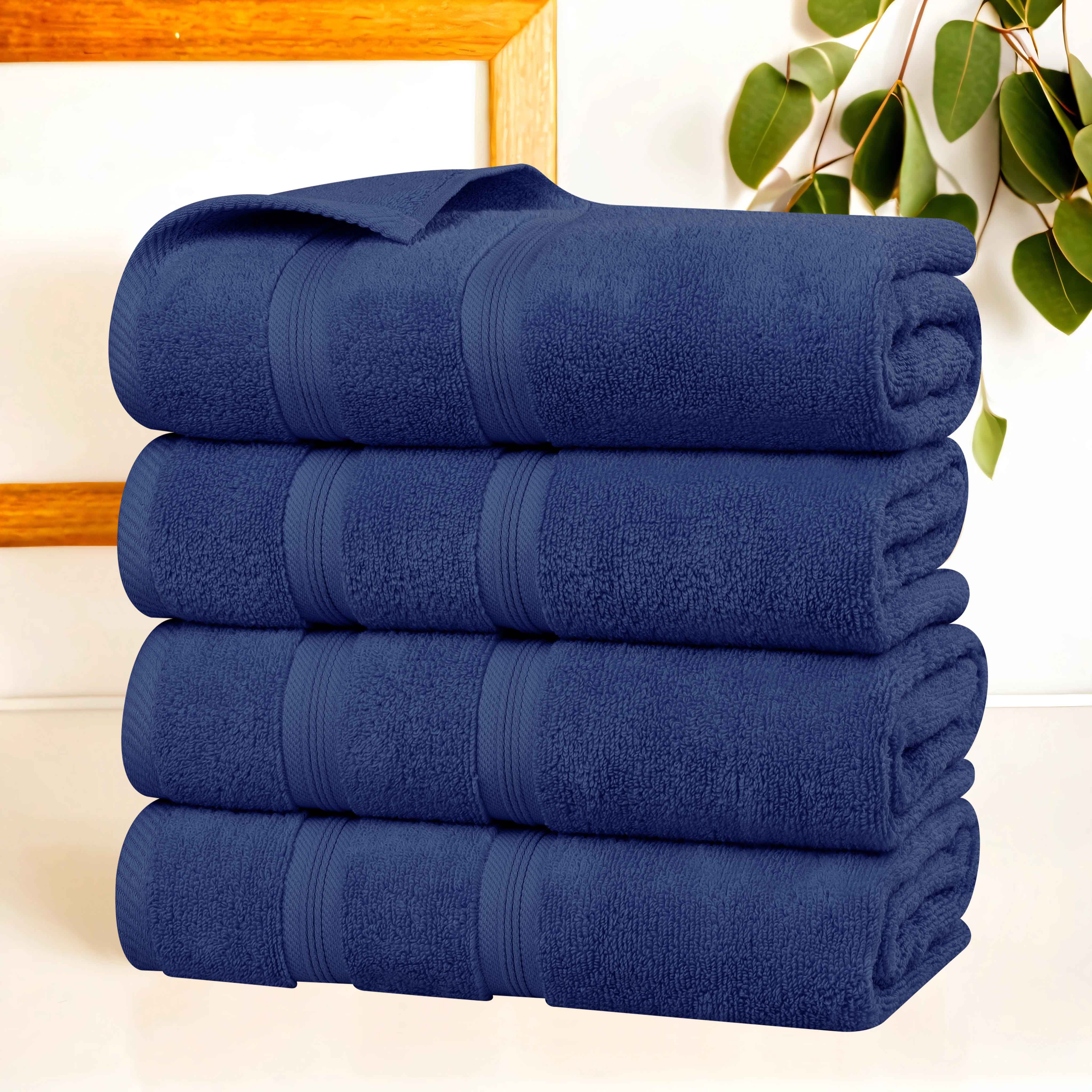 Premium Soft Medium Weight Cotton Bath Towels Set of 4 - Ultra Absorbent, Quick Dry & Zero Twist - Perfect for Spa, Bathroom & Beach Use