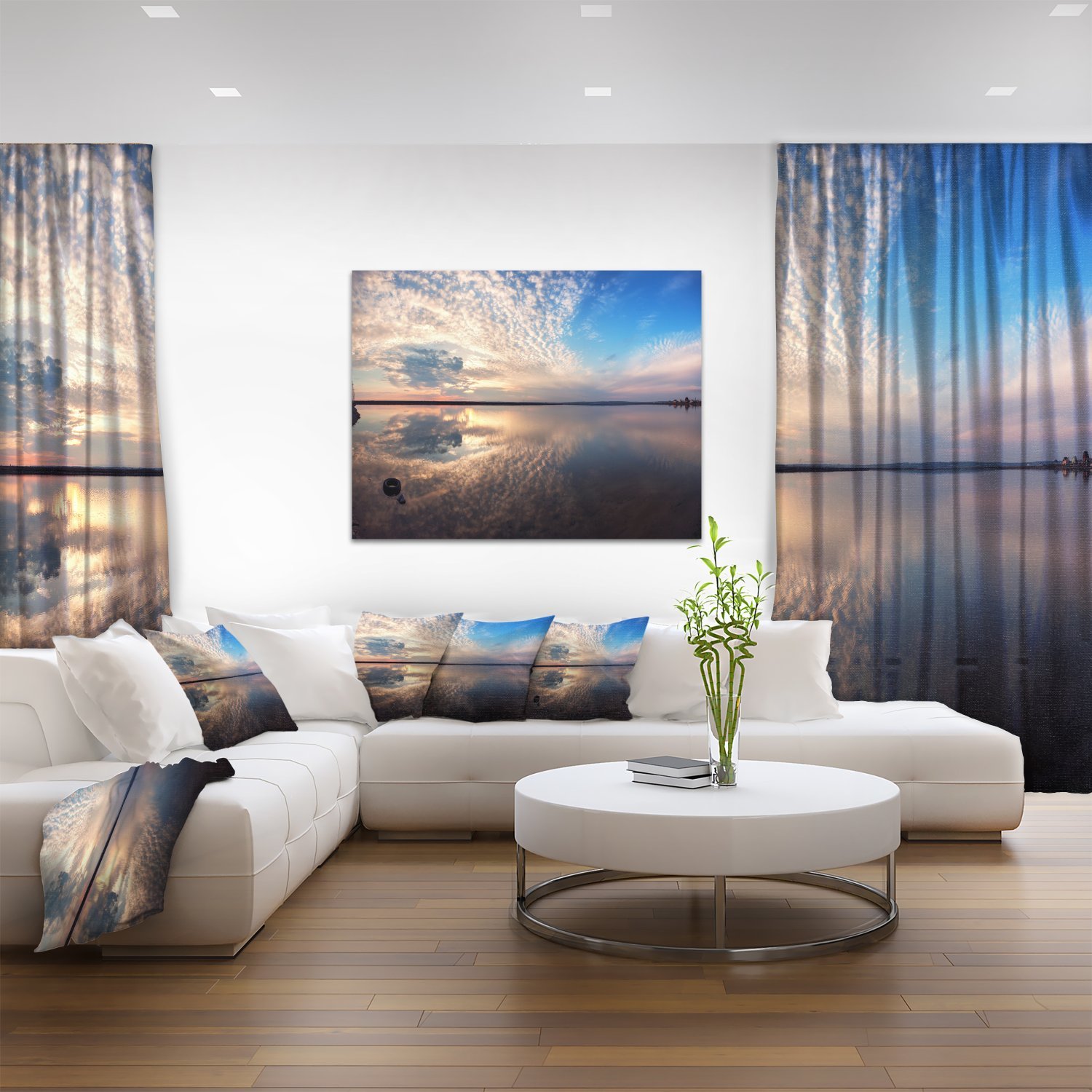 Summer Clouds Reflecting in Lake - Stunning Landscape Photography Canvas Print Wall Art for Living Room, Bedroom & Office Decor