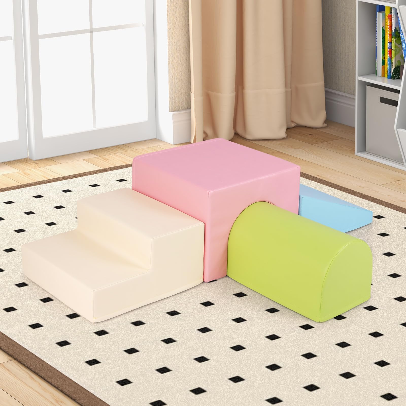 **HONEY JOY Soft Foam Climbing Blocks for Toddlers – Indoor Play Gym Set for Kids, Waterproof & Easy Clean Toddler Climbing Toys for Motor Skills Development – Perfect Gift for Boys & Girls (Pink) – Great for Playrooms, Daycares & Home Use**