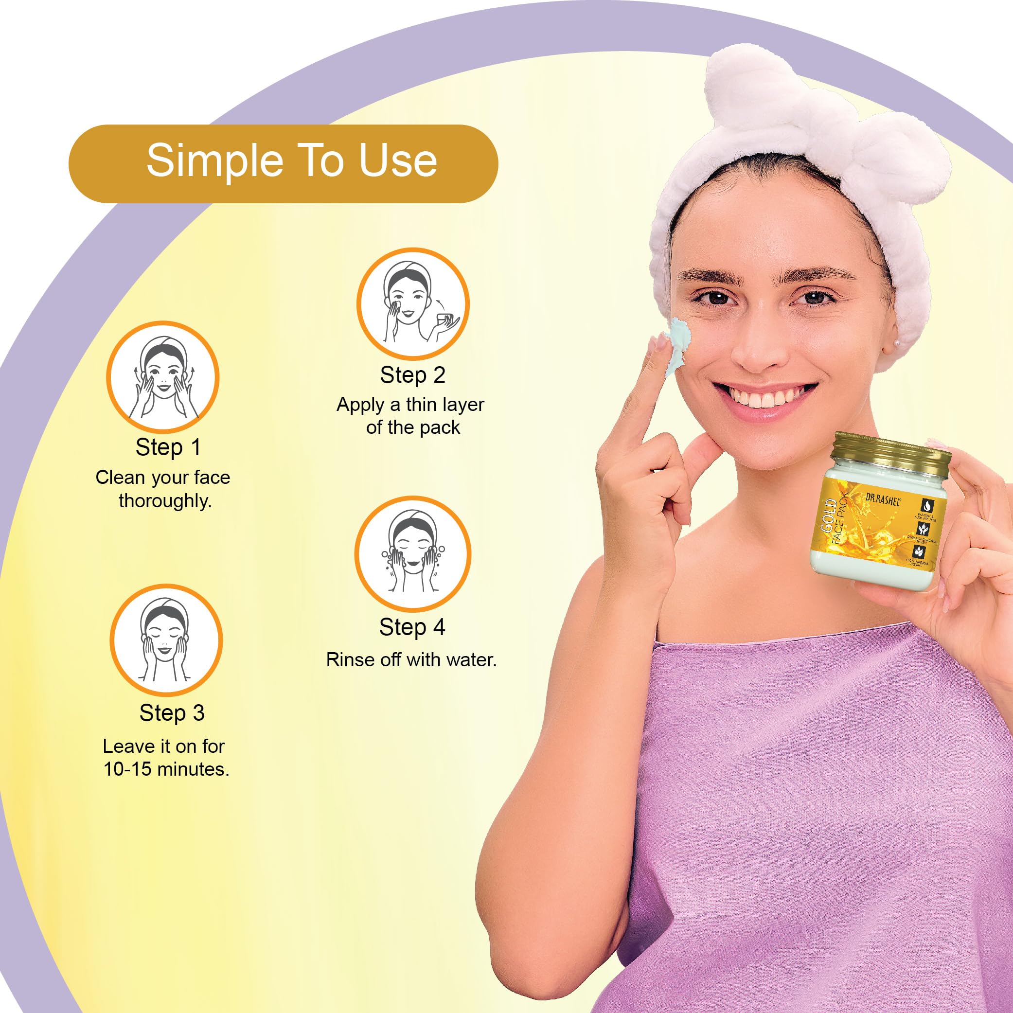 DR.RASHEL Gold Face Pack for Glowing Skin - Oil Control, Acne Treatment, Pimple Removal, Detan & Brightening - 380ml Face & Body Cleanser for Clear & Radiant Skin | Perfect for Daily Skincare & Spa Nights