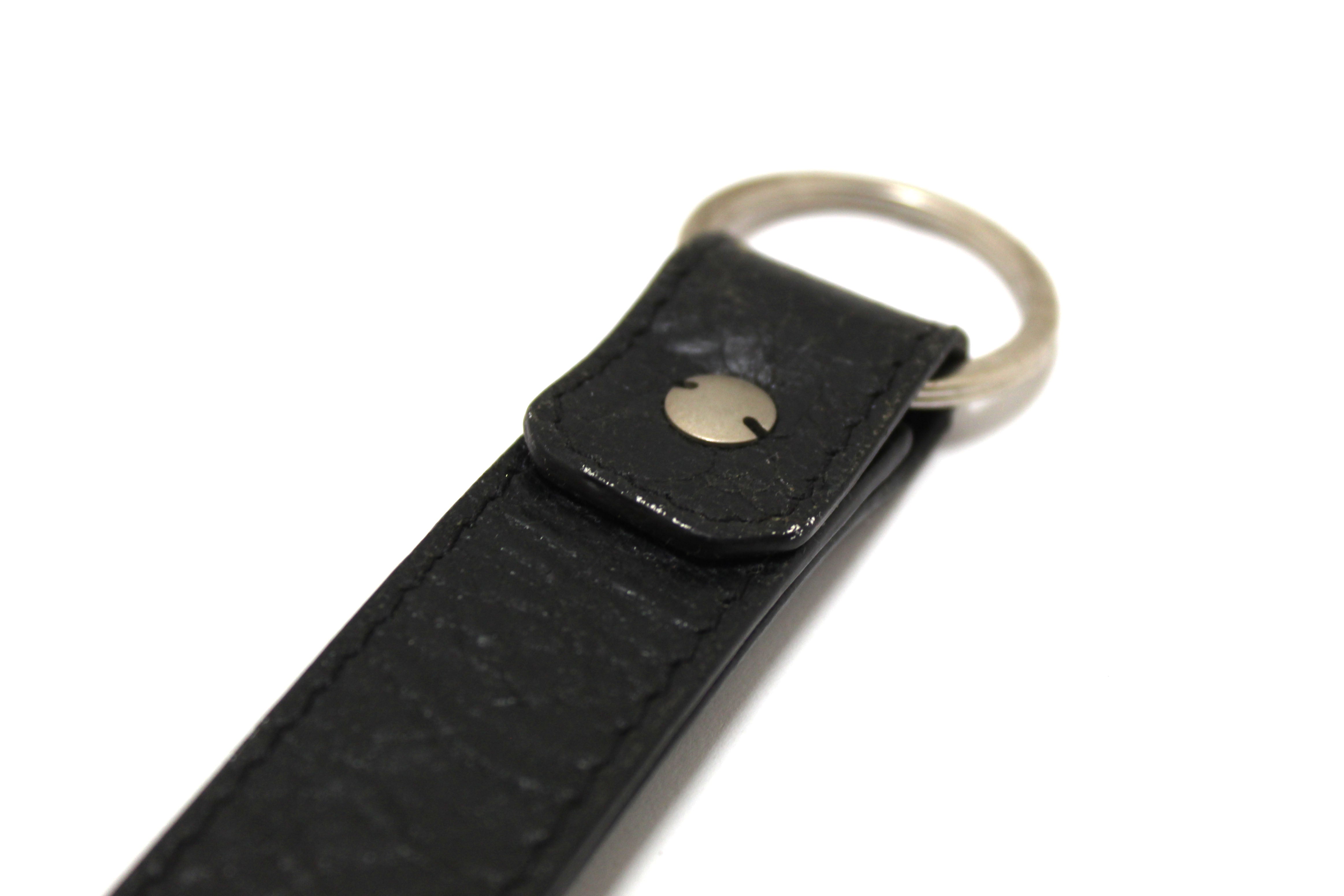 Balenciaga Black Leather Keychain Strap Holder - Premium Designer Key Ring for Keys, Wallets & Bags | Perfect for Everyday Use & Luxury Gift Giving