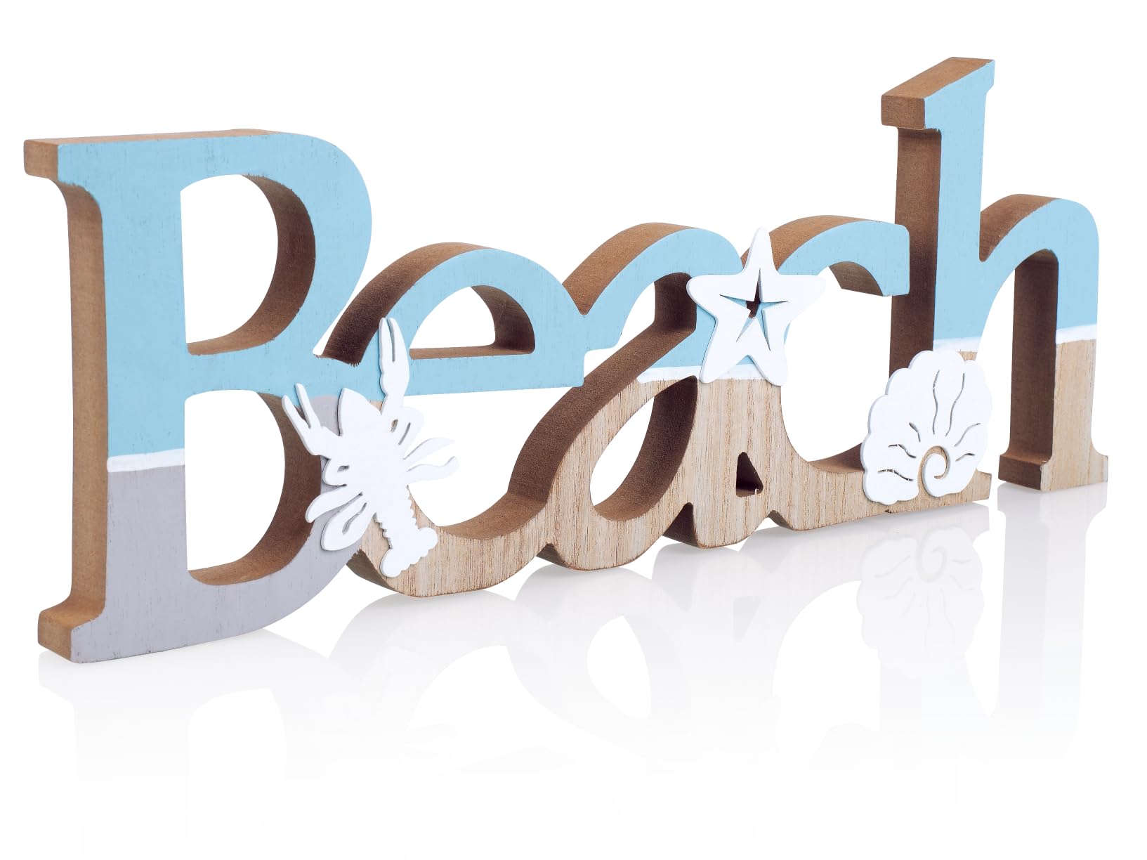 TideAndTales Coastal Wooden Wall Art Set of 3 - Beach, Ocean & Sea Signs for Home & Office Decor | Nautical Theme Room Decorations | Perfect for Beach House, Bathroom & Coastal Living Spaces