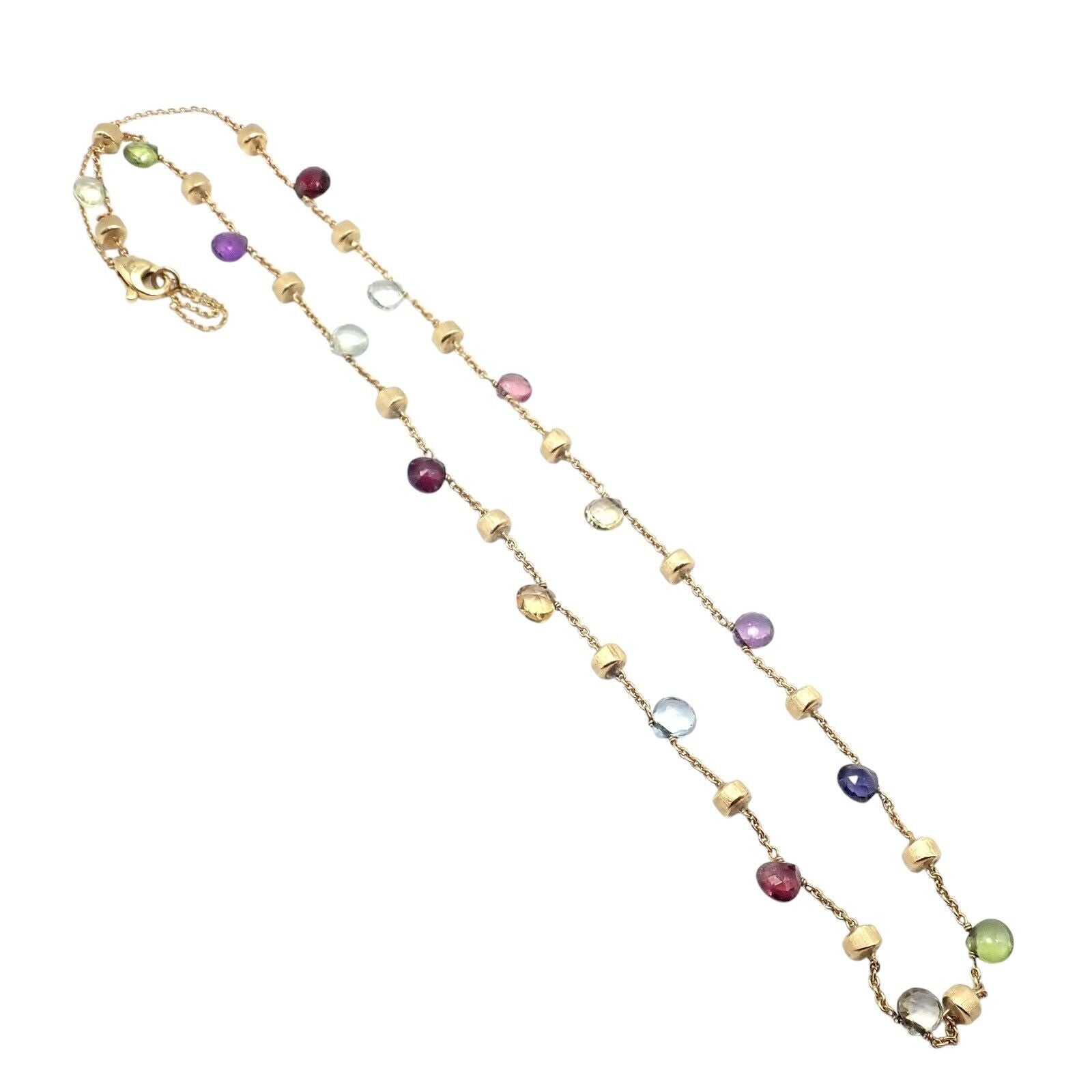 Authentic Marco Bicego 18k Yellow Gold Multicolor Gemstone Paradise Necklace - Elegant Jewelry for Women, Perfect for Weddings, Parties & Special Occasions