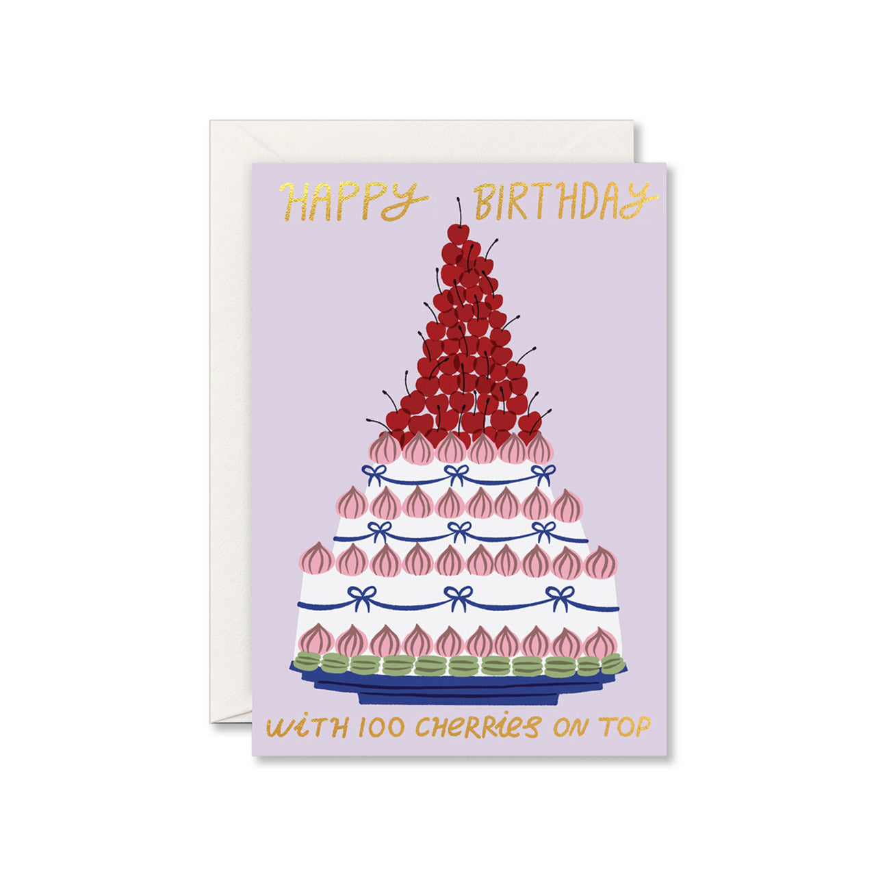 100 Cherries Happy Birthday Greeting Card - Elegant Floral Birthday Card for Women, Men, Friends - Perfect for Birthday Wishes, Party Invitations & Special Occasions