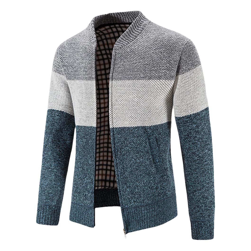 Men's Knitted Winter Fleece Warm Sweater Jacket Slim Cardigan for Everyday Wear - Perfect for Casual Outings, Office & Cold Weather Layering