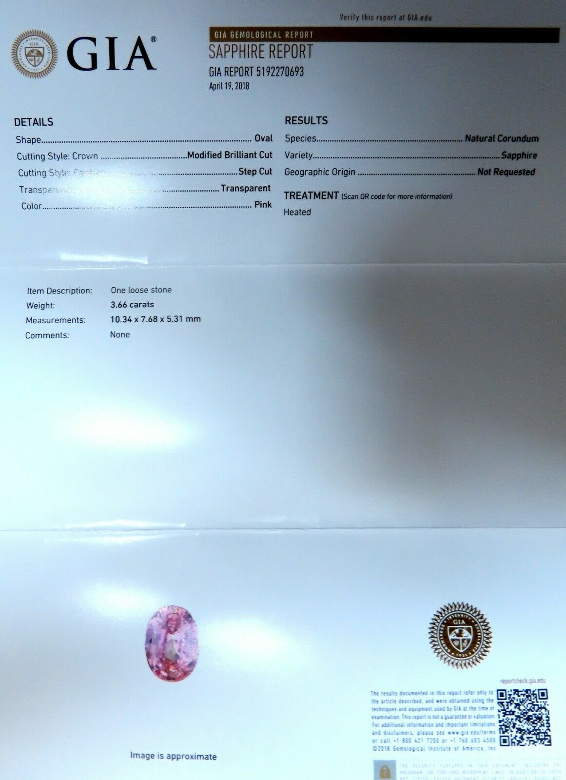 GIA Certified 3.66 Carat Natural Pink Sapphire Diamond Ring in 14K Gold - Elegant Classic Three-Stone Engagement Ring for Women, Perfect for Proposals, Anniversaries & Special Occasions