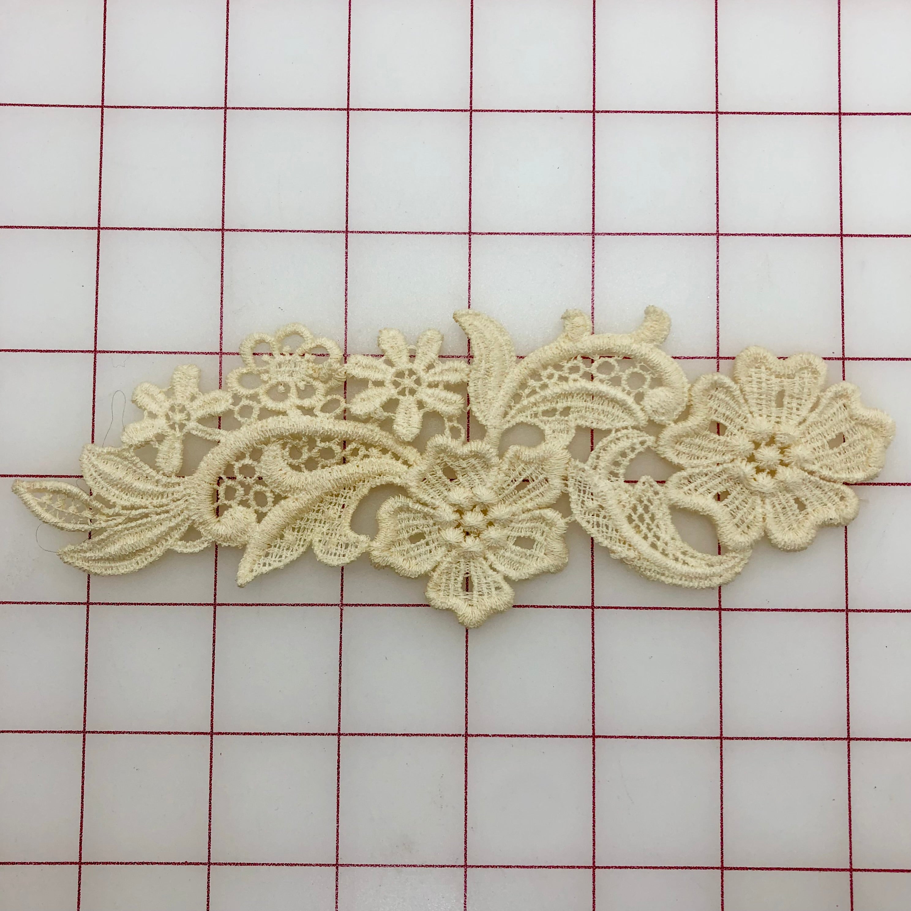 Vintage Ivory Embroidered Applique - Dyeable Fabric Patch for DIY Sewing, Costumes & Home Decor | Closeout Sale Only 1 Left!