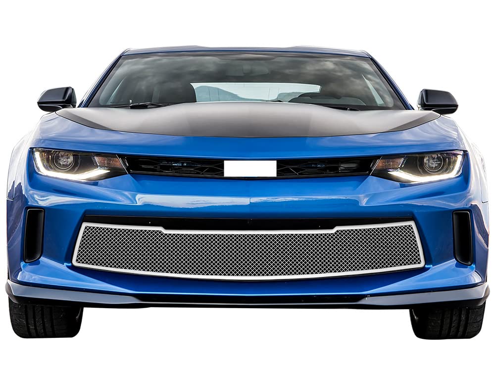 APS Compatible Stainless Steel Chrome Mesh Front Grill Grille Insert for Chevy Camaro LT 2016-2018 Lower Bumper (Part# C76367T) - Enhances Vehicle Appearance & Aerodynamics