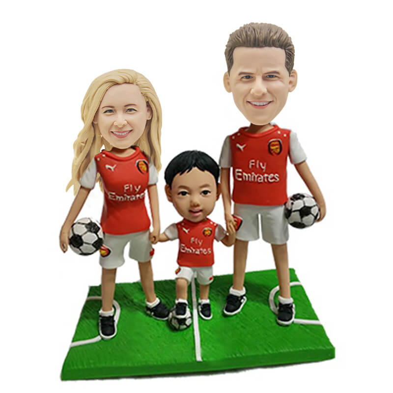 Personalized Football Family of 3 Bobblehead Figurines - Custom Sports Fan Gift for Couples & Kids - Perfect for Game Day Decor, Sports Themed Parties & Fan Cave Displays
