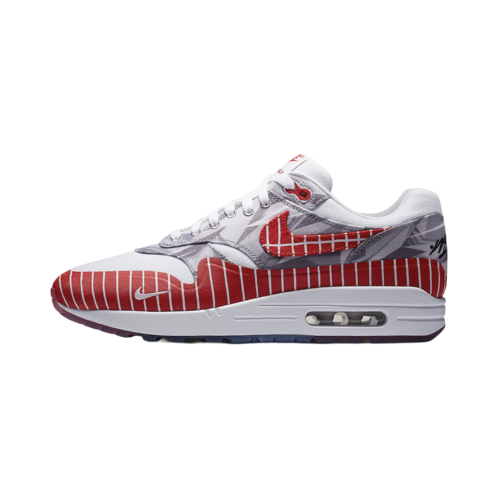 Nike Air Max 1 x Wasafu Los Primeros Sneakers - Nomad White & University Red | Men's Running Shoes for Gym, Workout & Casual Wear