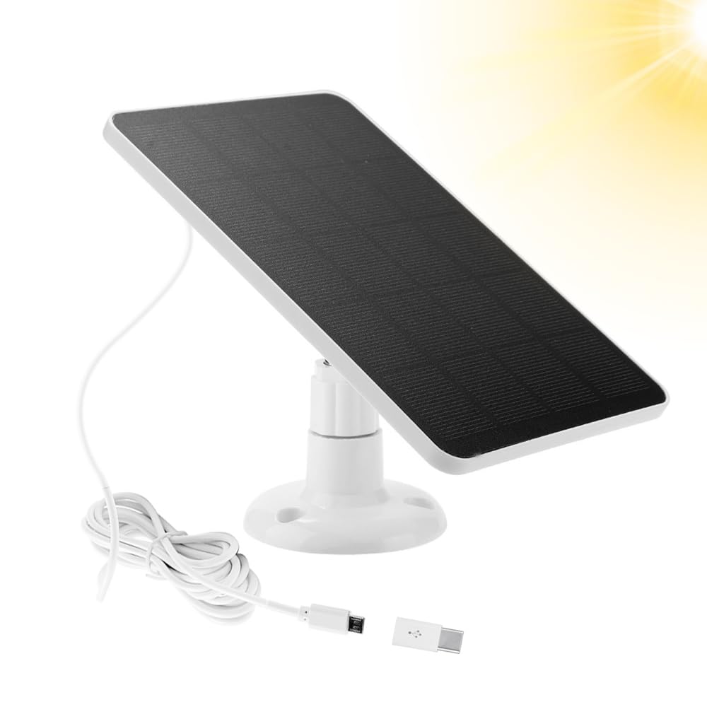 WYZE Battery Cam Pro Solar Panel - 4W Wireless Outdoor Security Camera Solar Charger with 10ft Micro USB & Type C Cable (White) | Weatherproof Solar Power for Continuous Home Surveillance