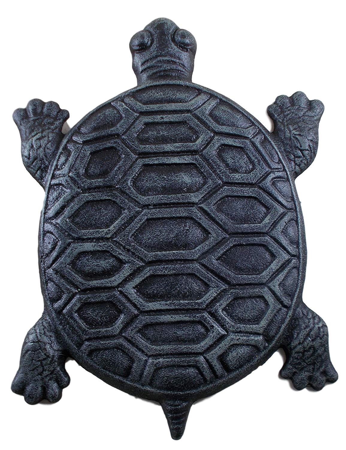Set of 2 Iron Verdigris Garden Turtle Stepping Stones - Rustic Outdoor Decor for Pathways, Patios & Flower Beds | Perfect for Garden Landscaping & Backyard Decorations