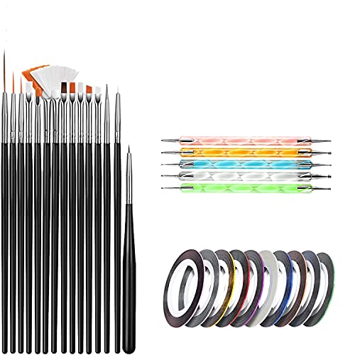 Faigy 3D Nail Art Kit - Professional Nail Art Brush, Dotting Tools, Holographic Glitter, Butterfly Decorations, Rhinestones & Nail Tape Strips for Salon & DIY Manicures at Home