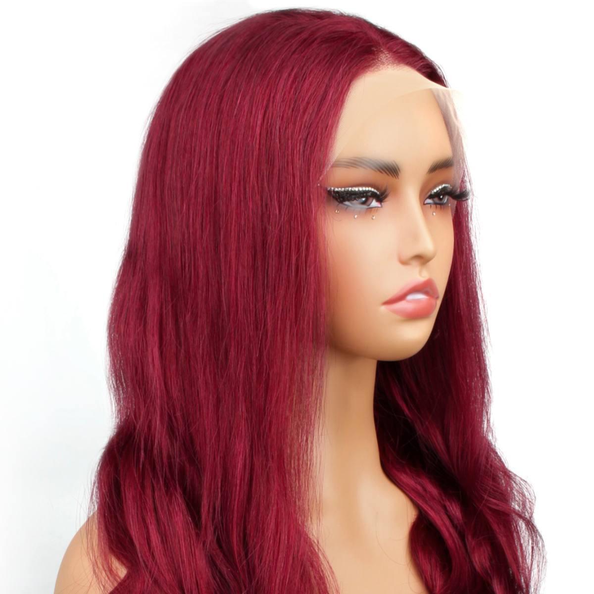 Cherry Red 13x4 Transparent Lace Front Wig - Body Wave Human Hair Wig for Women | Perfect for Cosplay, Halloween, Parties & Daily Wear