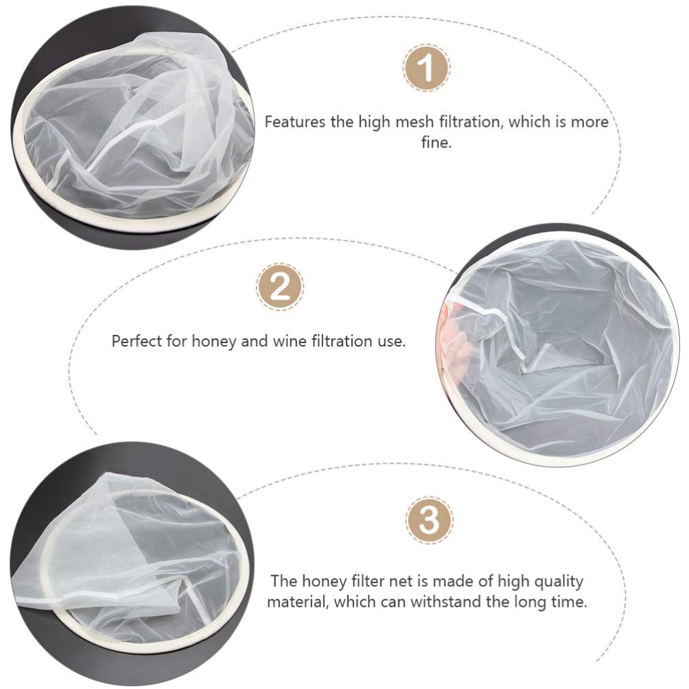 POPETPOP 4-Piece Honey Filter Set - Fine Mesh Strainer for Honey, Cold Brew Coffee & DIY Projects | Includes Pink Straws & White Fabric Filters | Perfect for Home Brewing, Kitchen Use & Food Preparation