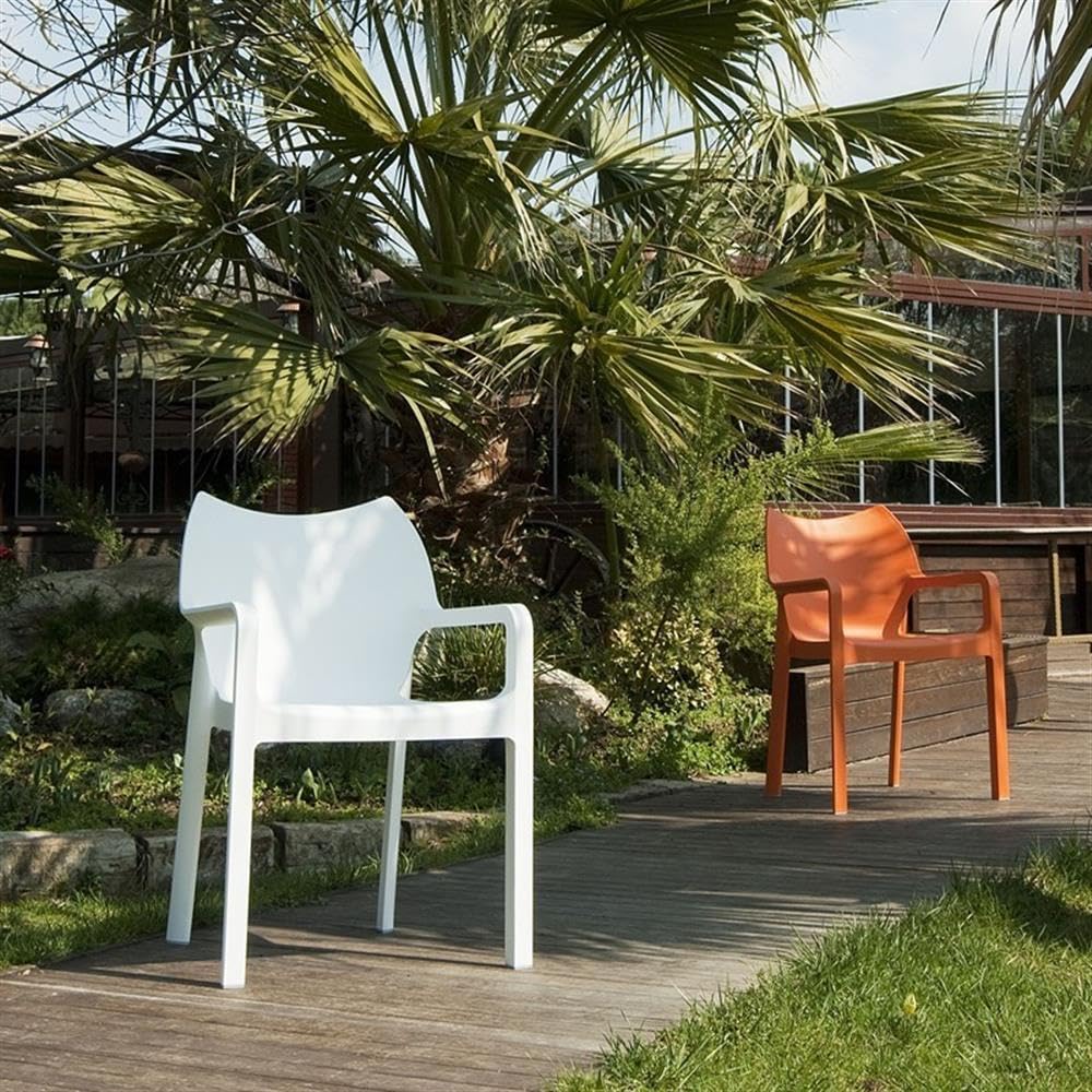 Premium Silver Resin Outdoor Patio Dining Arm Chairs - Set of 4, Weather-Resistant & Durable for Garden, Poolside, and Backyard Entertaining