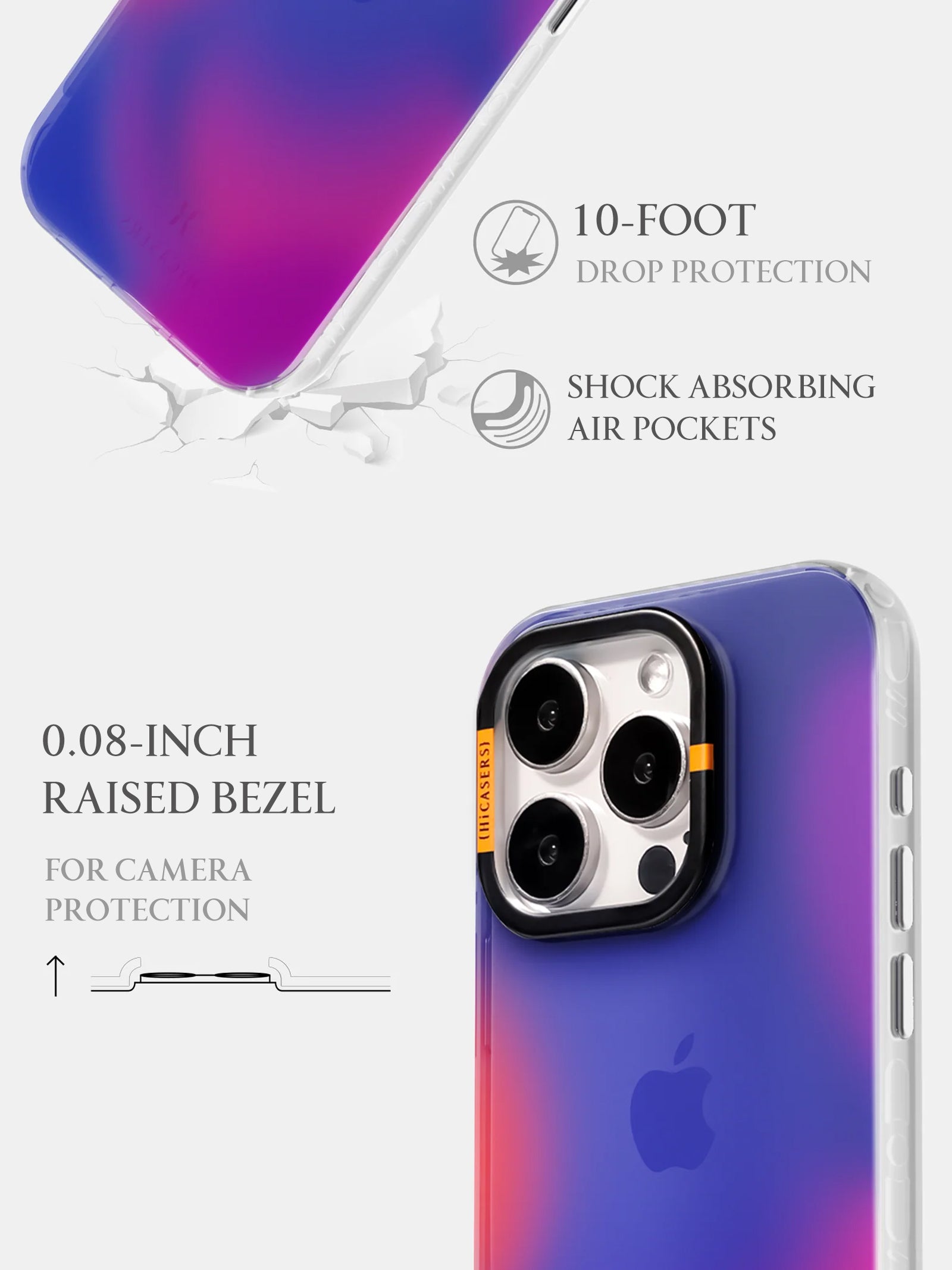Gradient Light Dot Iridescent Phone Case for iPhone 15/14/13 - Navy Blue Glitter Protective Cover - Perfect for Everyday Use, Parties & Gifts