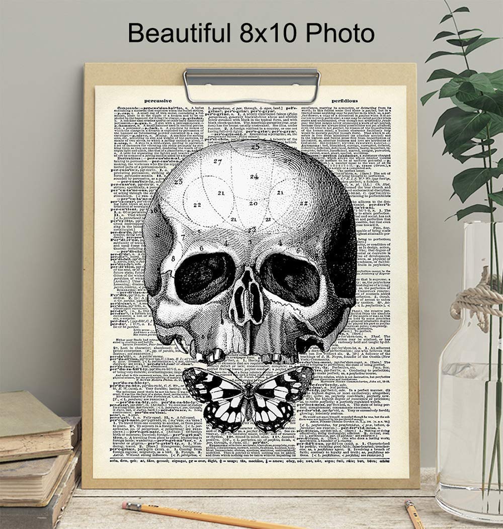 Gothic Skull Wall Art Decor for Goth Living Room & Wicca Gifts