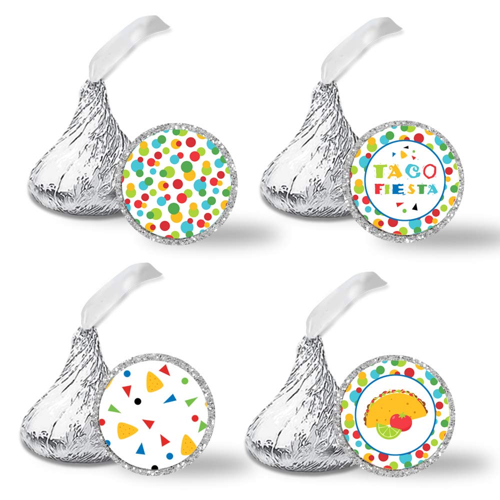 AmandaCreation Mexican Fiesta Themed Birthday Party Stickers - 300 Round 0.75 Inch Kiss Sticker Labels for Chocolate Drops, Perfect for Party Favors, Envelope Seals & Taco-Themed Celebrations | Great for DIY Invitations, Gift Wrapping & Dessert Decorations