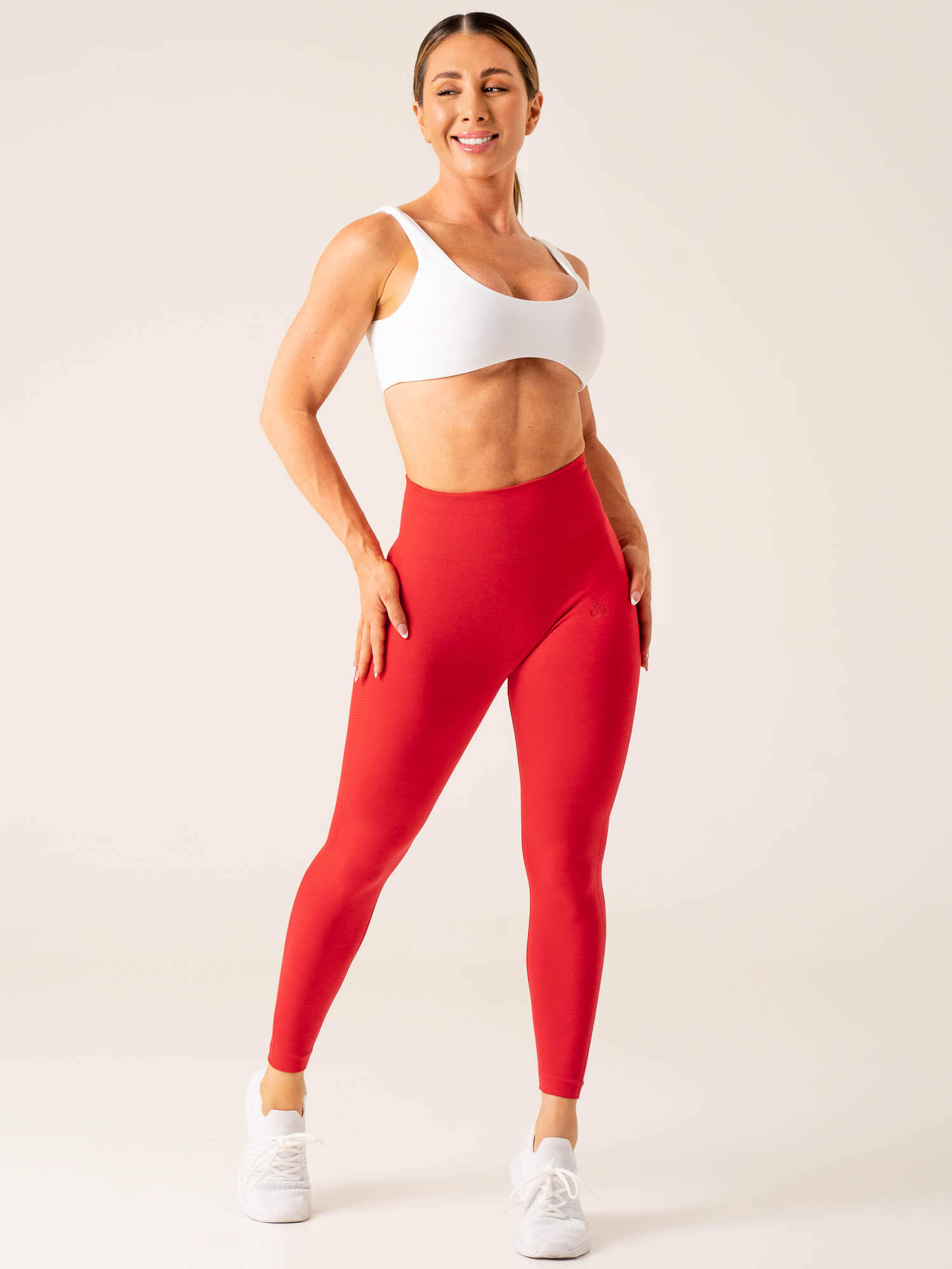 Evolve Seamless Leggings for Women - High Waist Yoga Pants, Red Marl Color - Perfect for Yoga, Gym, Running & Everyday Wear