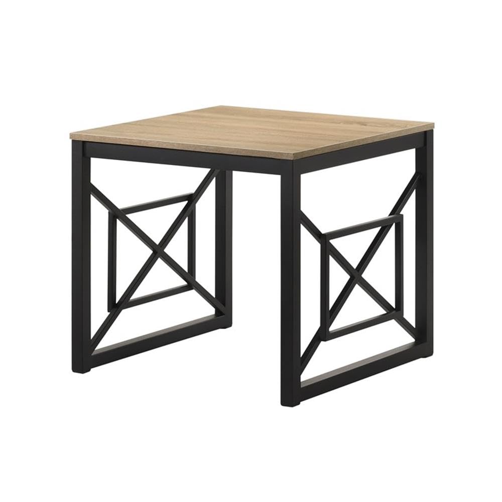 Furniture of America Olive Metal 2-Piece Coffee Table Set - Oak & Black Finish - Modern Living Room Furniture for Small Spaces & Apartments