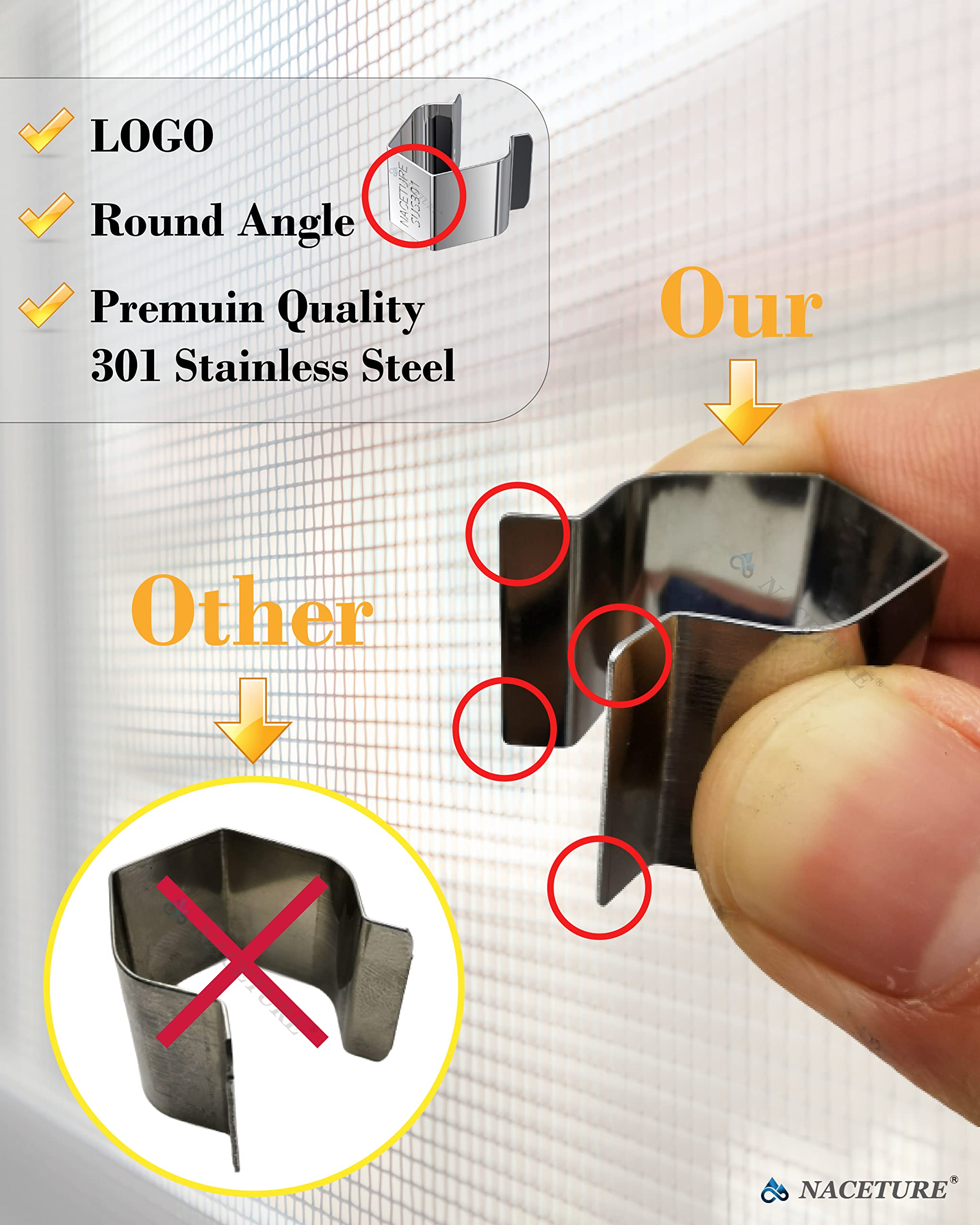 20 Pack Screen Door Installer Clips - Heavy Duty Screen Retainer Clips for Rescreening Windows & Doors | Perfect for Patio, Garage & Home Screen Repair | Durable Mesh Screen Fasteners for DIY Projects